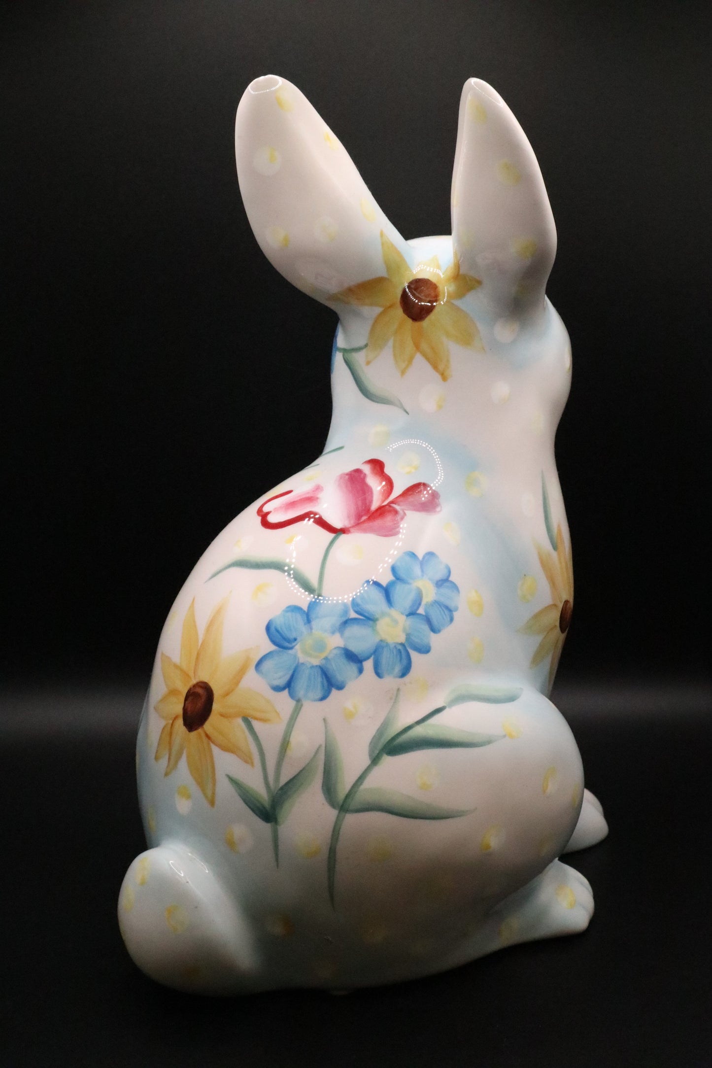 VINTAGE FLORAL CERAMIC HANDPAINTED RABBIT