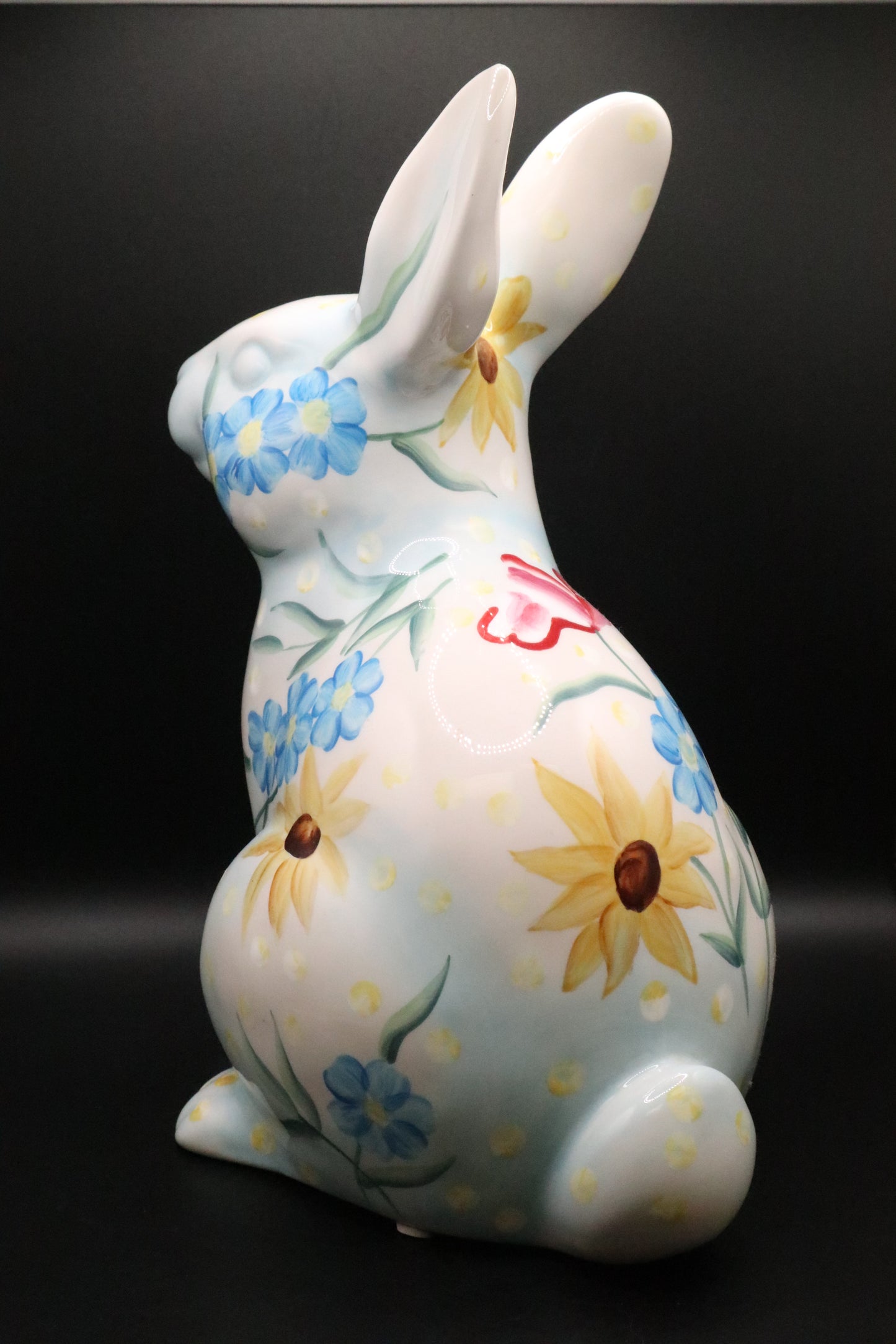 VINTAGE FLORAL CERAMIC HANDPAINTED RABBIT