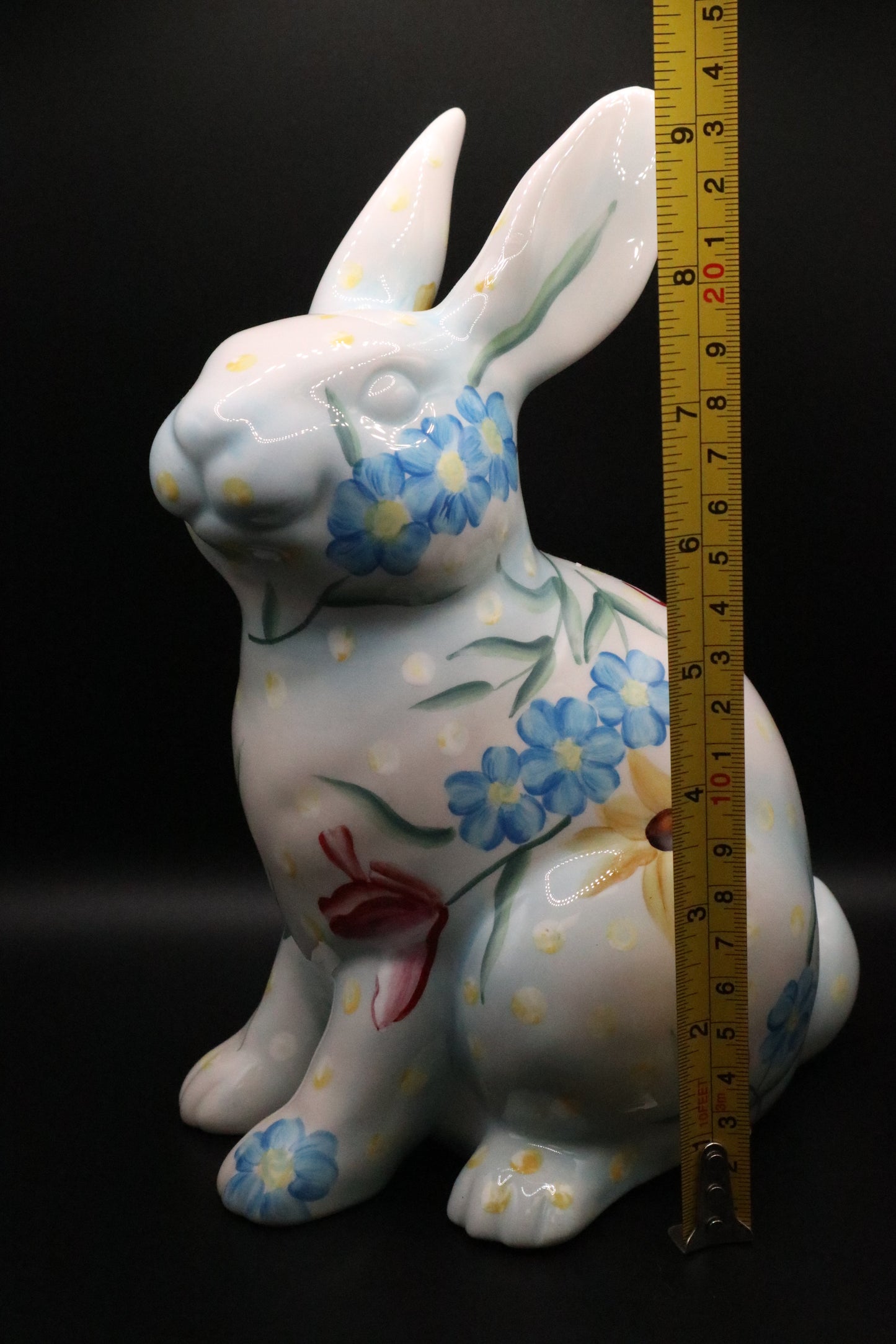 VINTAGE FLORAL CERAMIC HANDPAINTED RABBIT