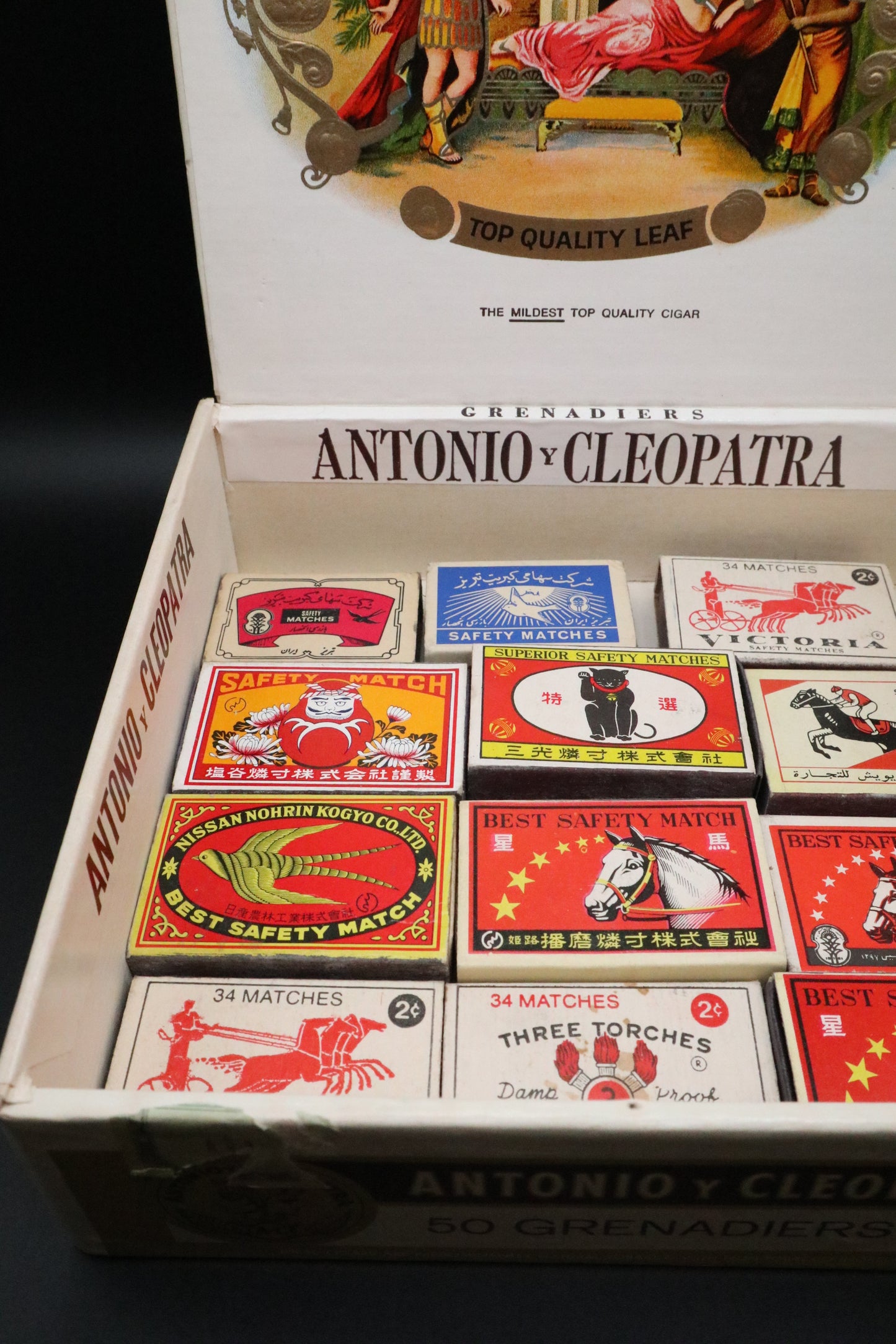 VINTAGE ANTONIO Y CLEOPATRA CIGAR BOX WITH ASST BEST SAFETY MATCH (SET OF 12)