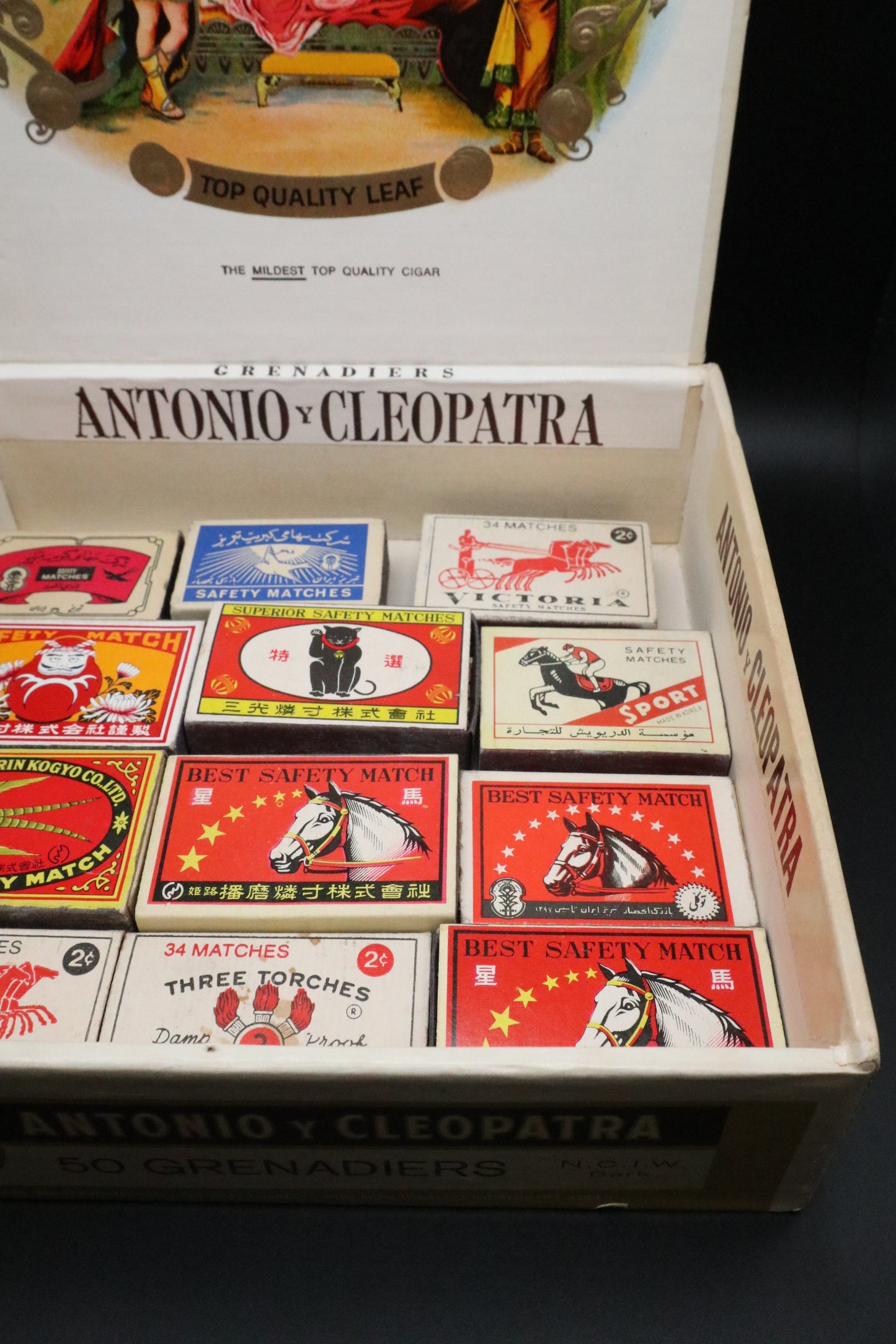 VINTAGE ANTONIO Y CLEOPATRA CIGAR BOX WITH ASST BEST SAFETY MATCH (SET OF 12)