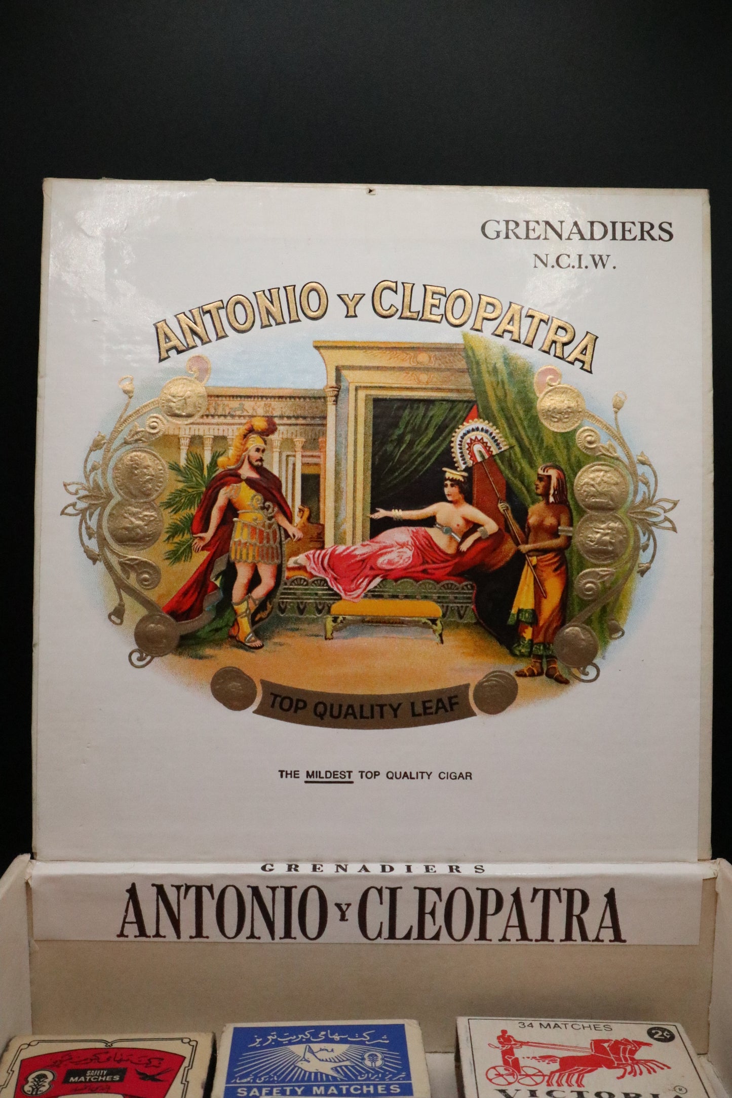 VINTAGE ANTONIO Y CLEOPATRA CIGAR BOX WITH ASST BEST SAFETY MATCH (SET OF 12)