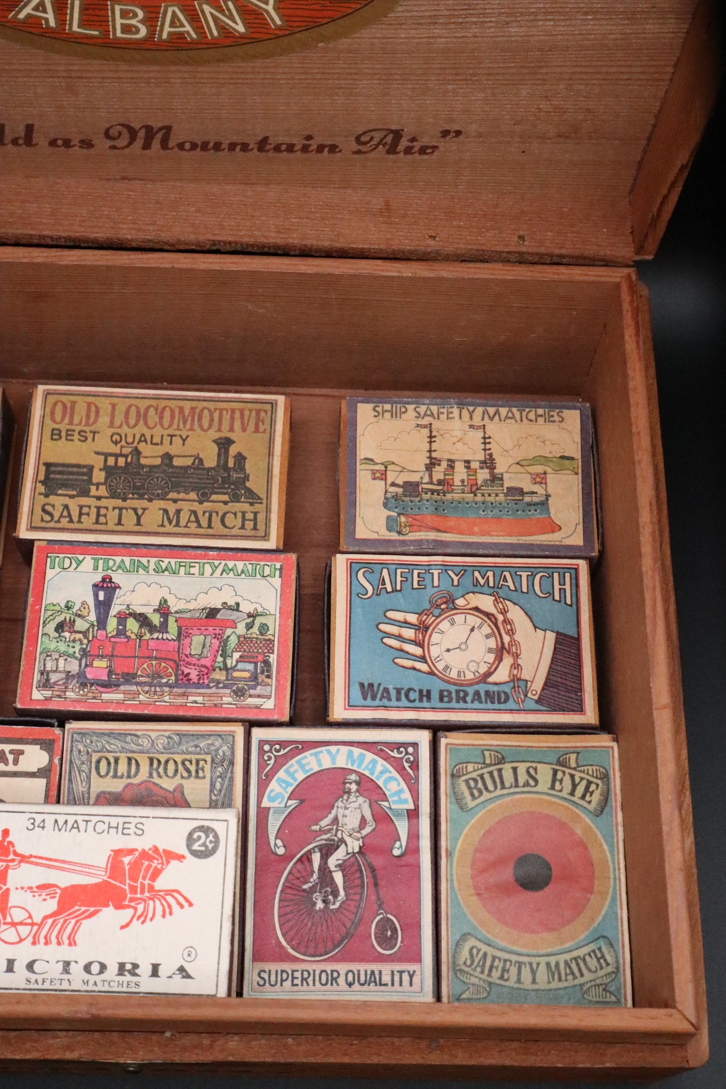 VINTAGE WEBSTER TOBACCO CO. CIGAR BOX WITH SAFETY MATCH BOXES (SET OF 12)