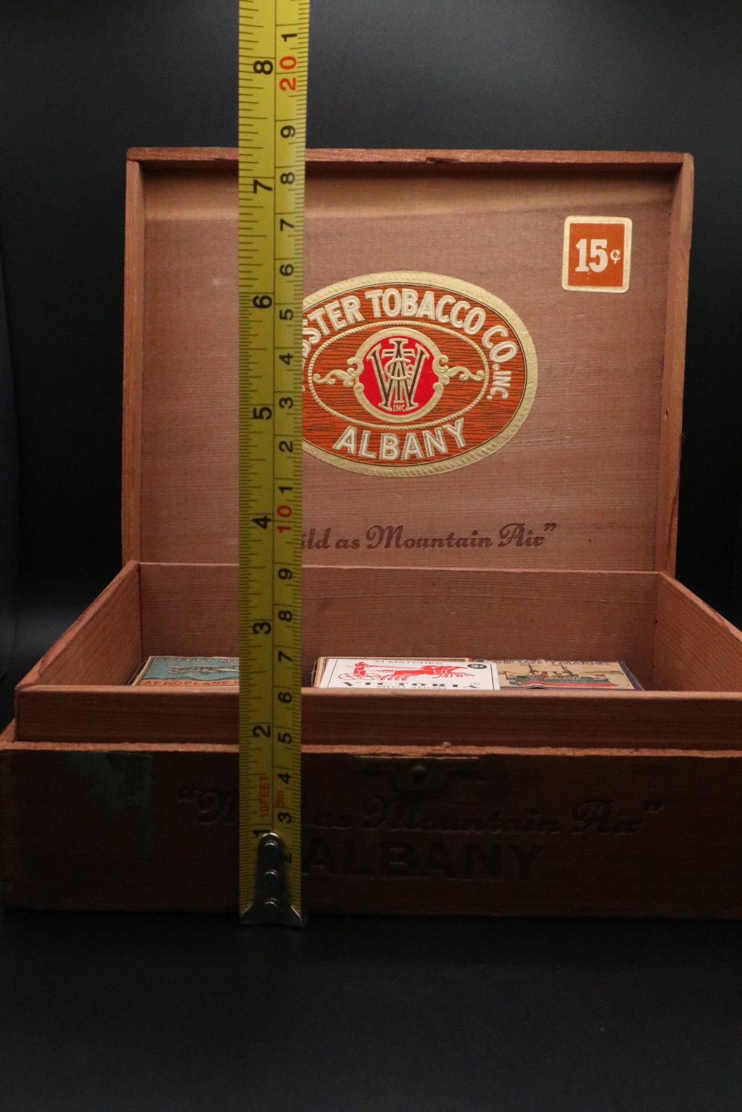 VINTAGE WEBSTER TOBACCO CO. CIGAR BOX WITH SAFETY MATCH BOXES (SET OF 12)