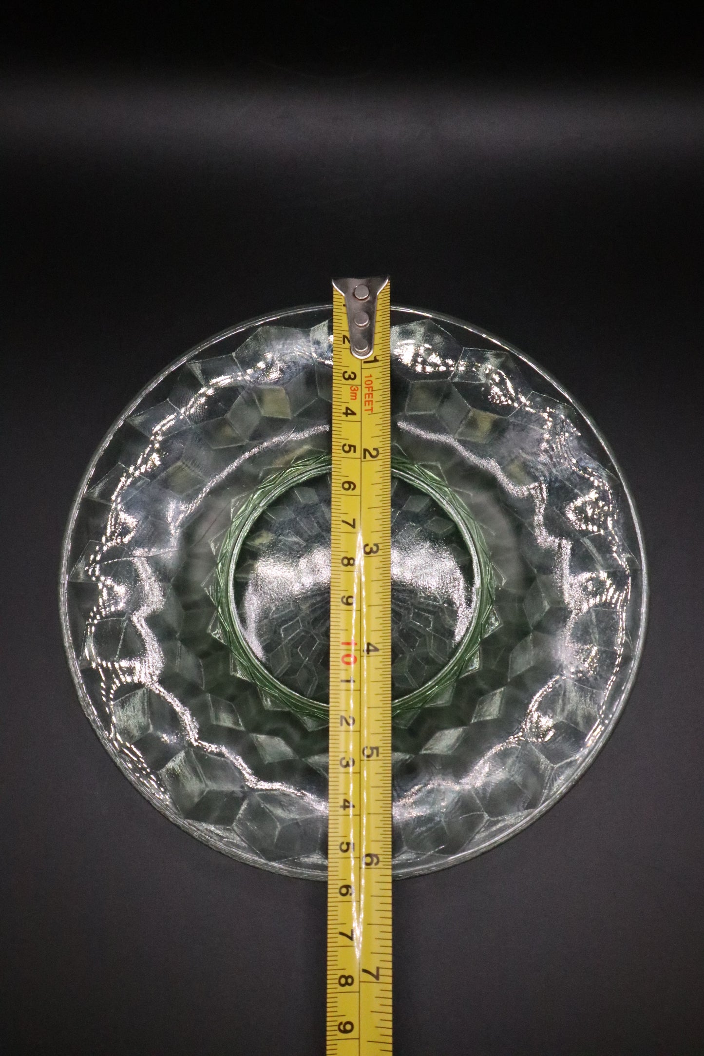 VASELINE GREEN GLASS DISH DIAMOND PATTERN