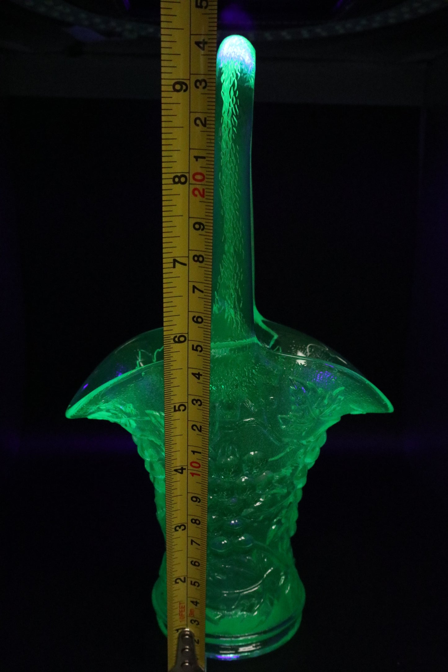 VINTAGE URANIUM GLASS GRAPE VINE BASKET