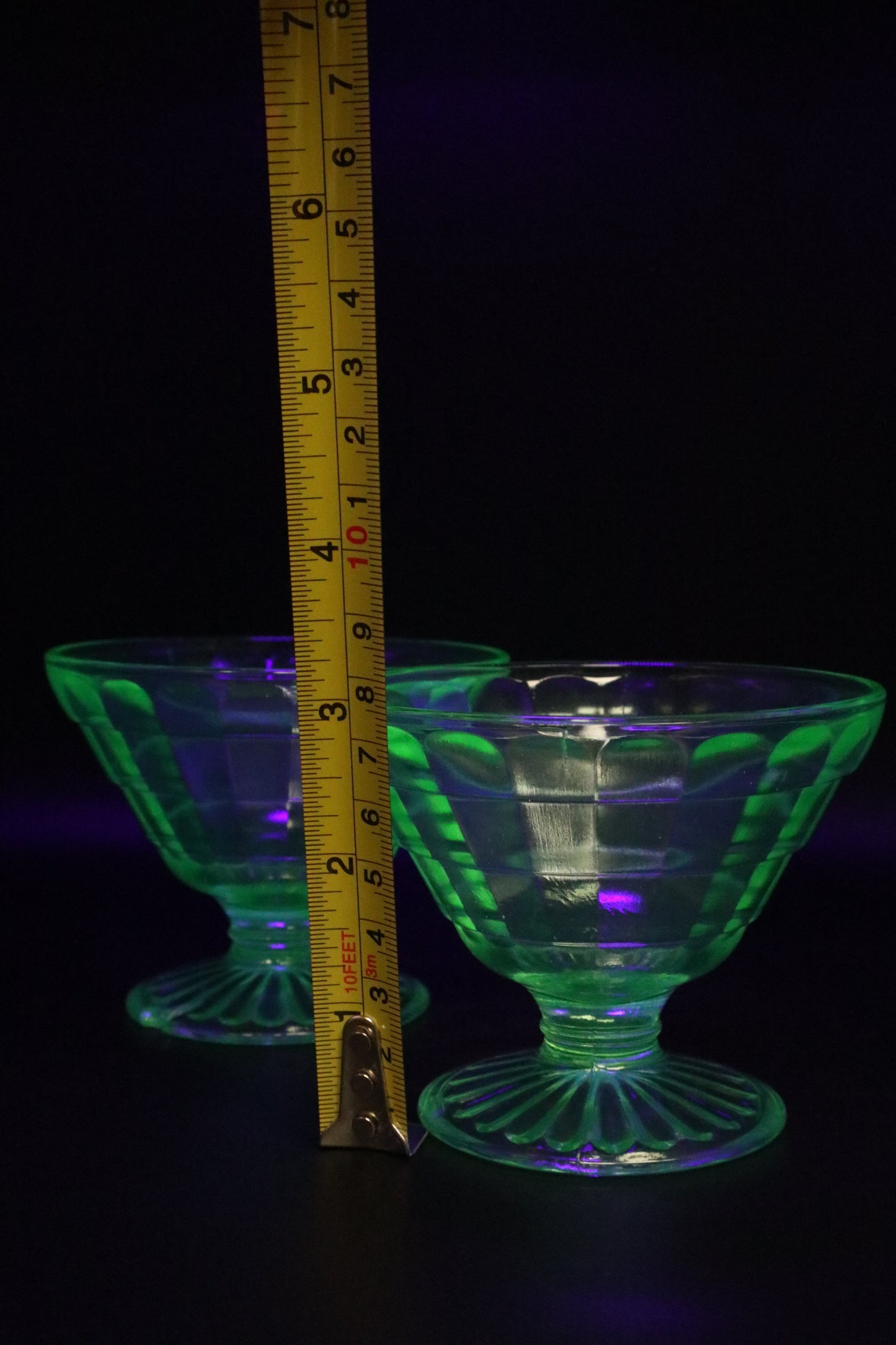 VINTAGE URANIUM ICE CREAM DISH PAIR (AS IS)