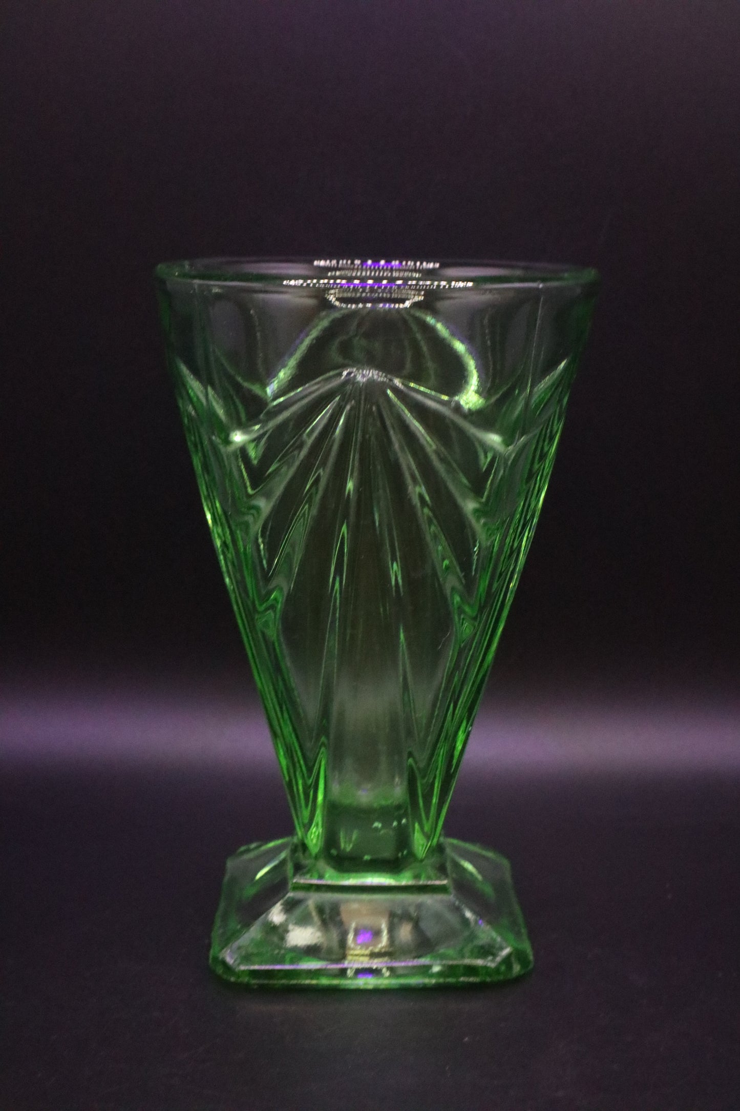 PYRAMID GREEN FOOTED TUMBLER BY INDIANA GLASS