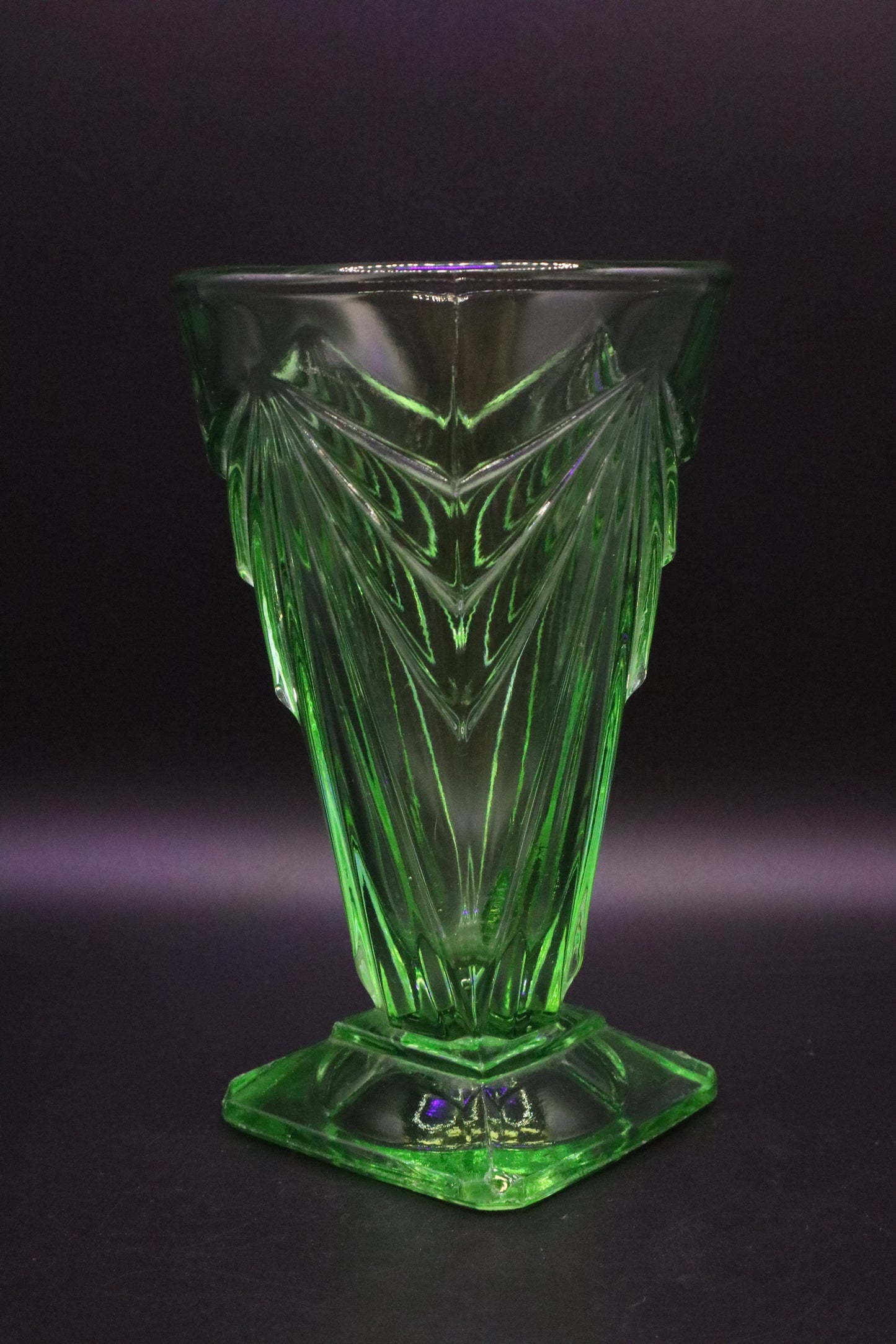 PYRAMID GREEN FOOTED TUMBLER BY INDIANA GLASS