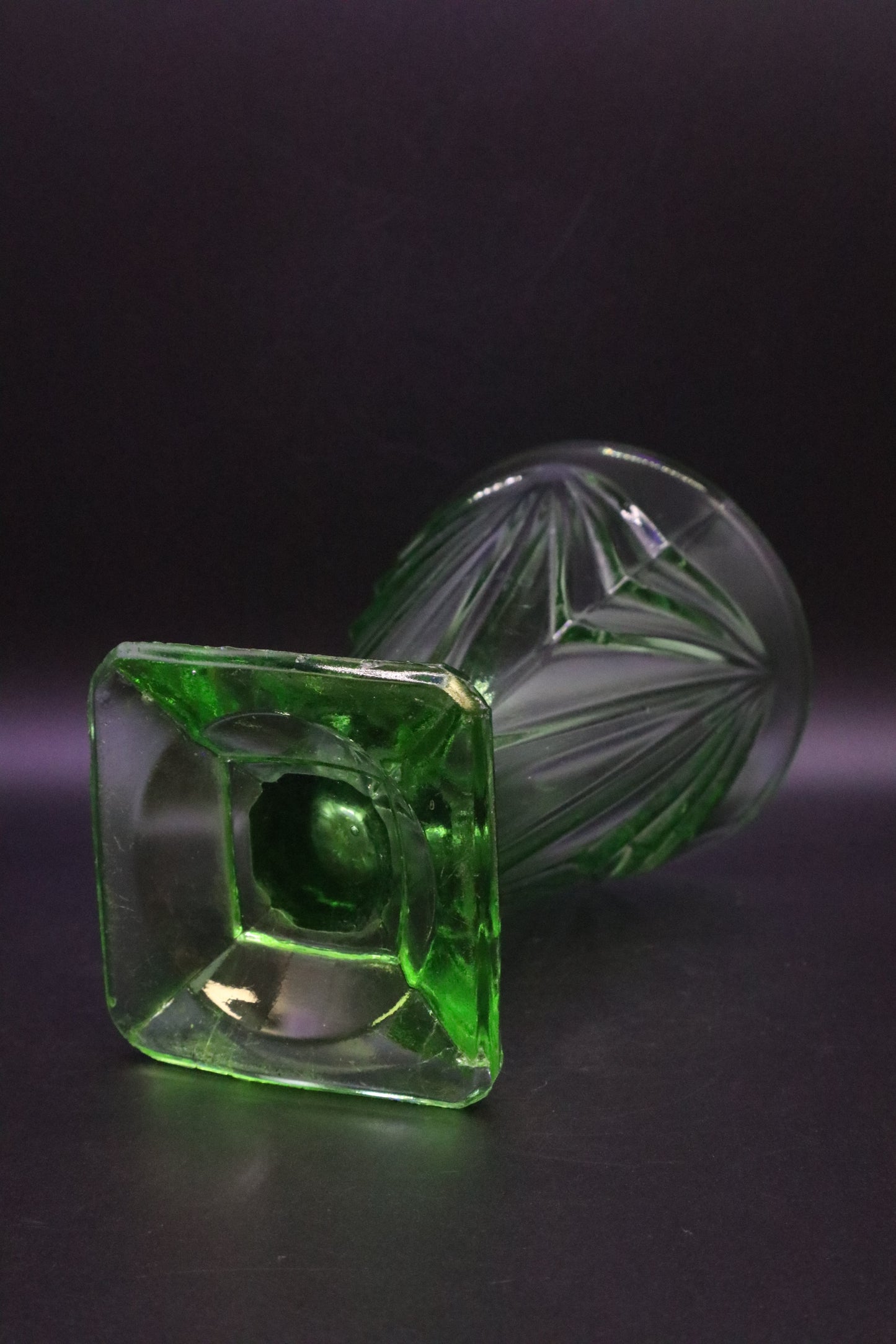 PYRAMID GREEN FOOTED TUMBLER BY INDIANA GLASS