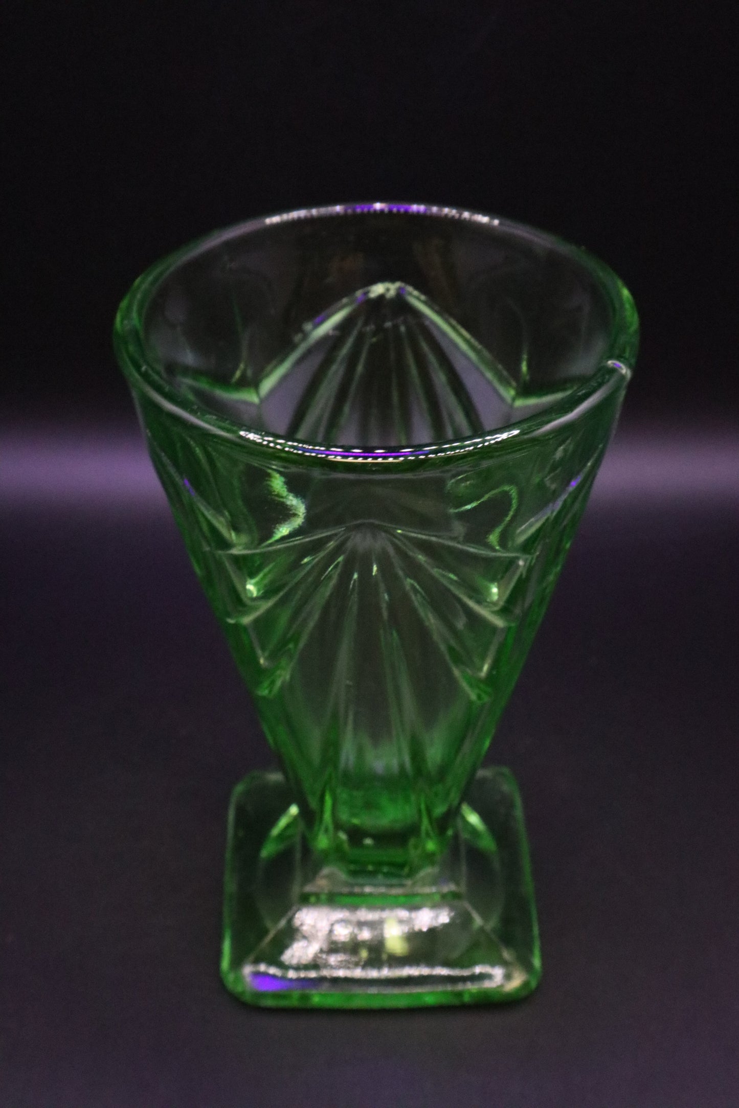 PYRAMID GREEN FOOTED TUMBLER BY INDIANA GLASS