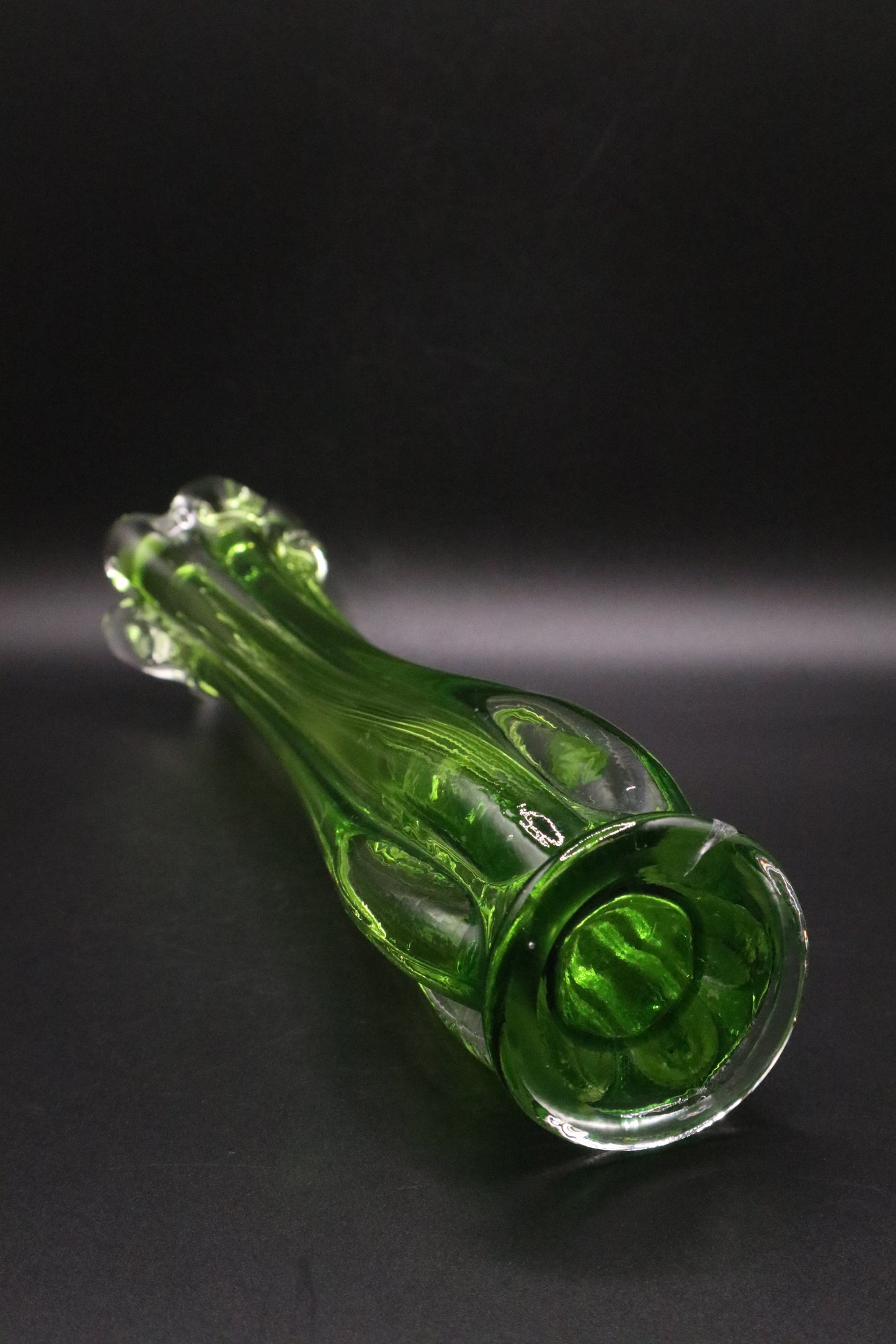 MID-CENTURY MURANO GLASS GREEN VASE (AS IS)