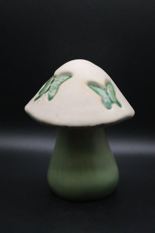GLAZE POTTERY CERAMIC GREEN BUTTERFLY MUSHROOM
