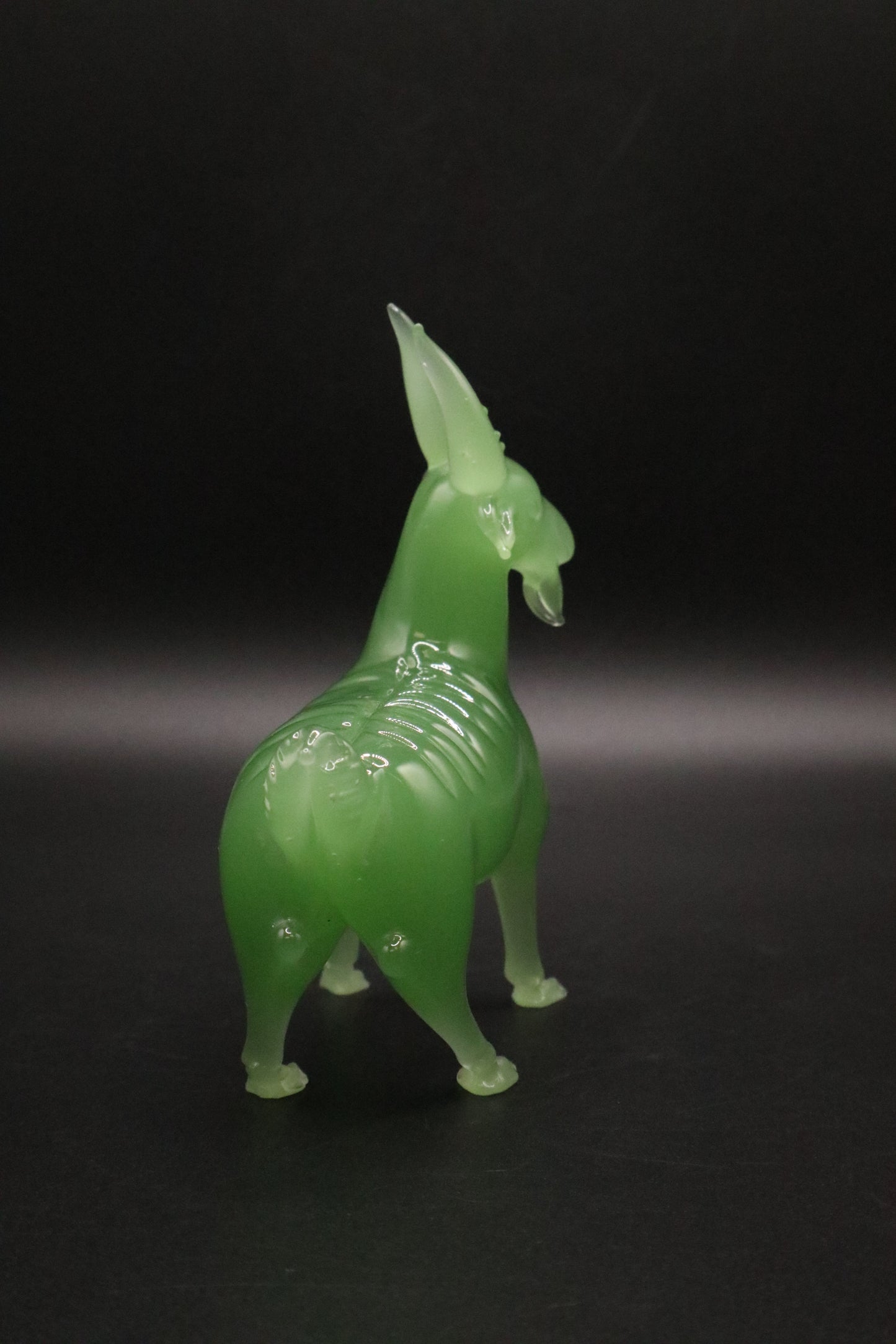 VINTAGE GREEN PEKING GLASS GOAT FIGURINE