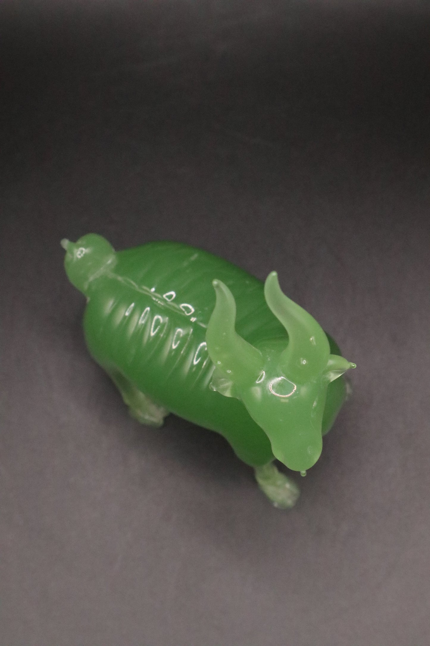 VINTAGE GREEN PEKING GLASS GOAT FIGURINE