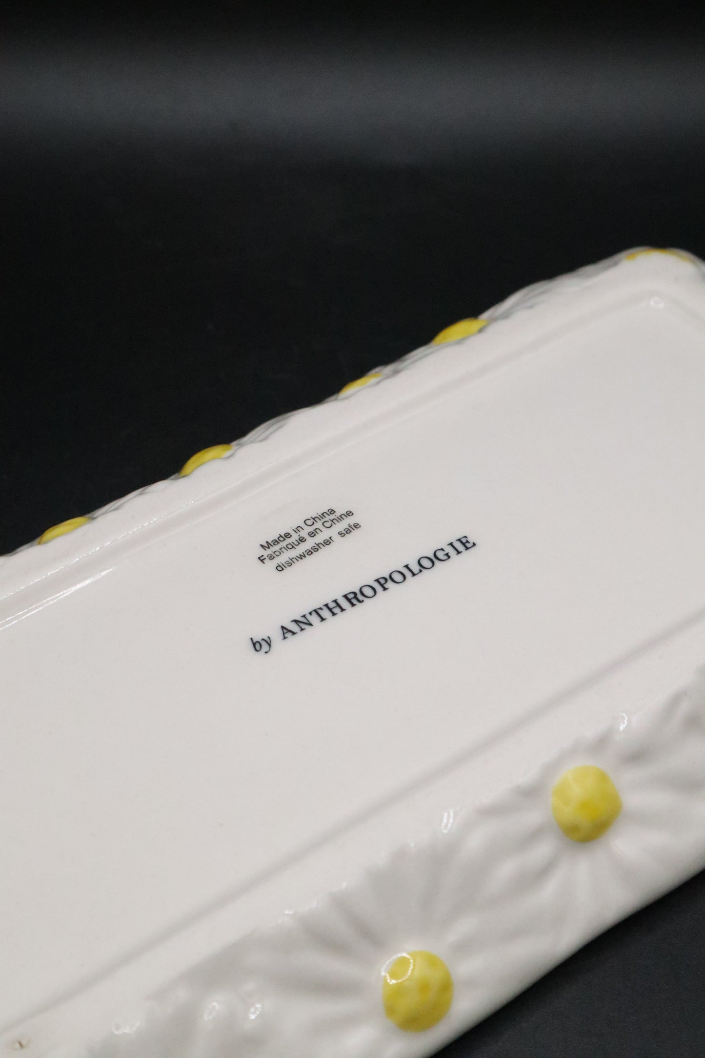 ANTHROPOLOGIE DAISY FLORAL BUTTER DISH