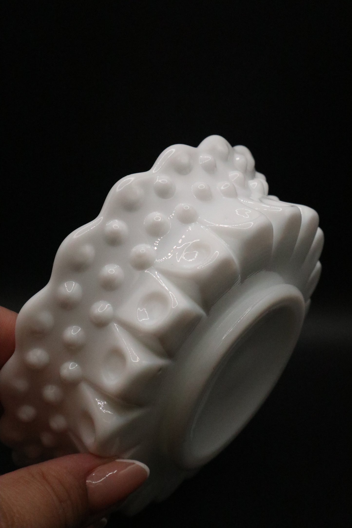HOBNAIL MILK GLASS CANDLEHOLDER PAIR