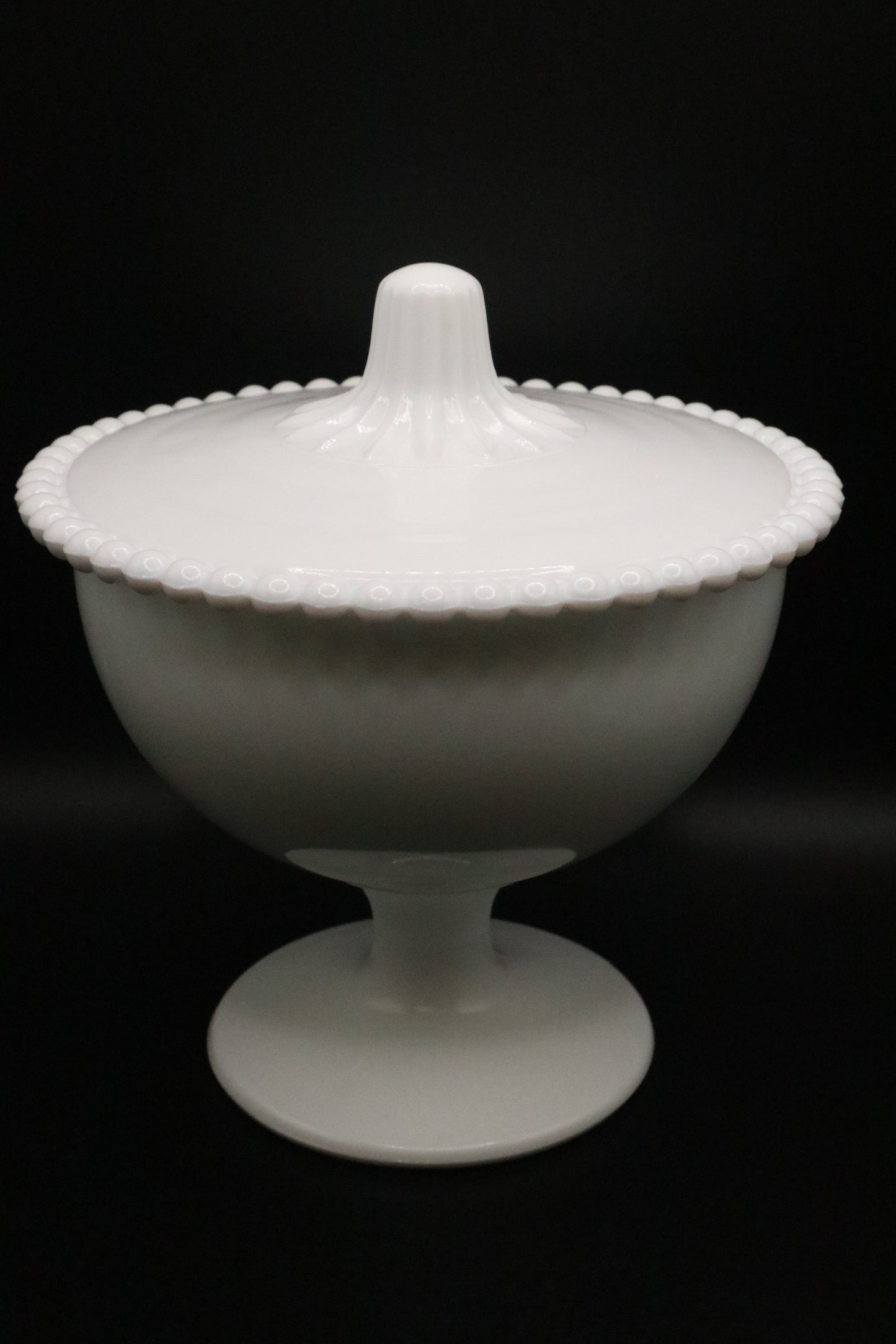 MILK GLASS COMPOTE WITH LID