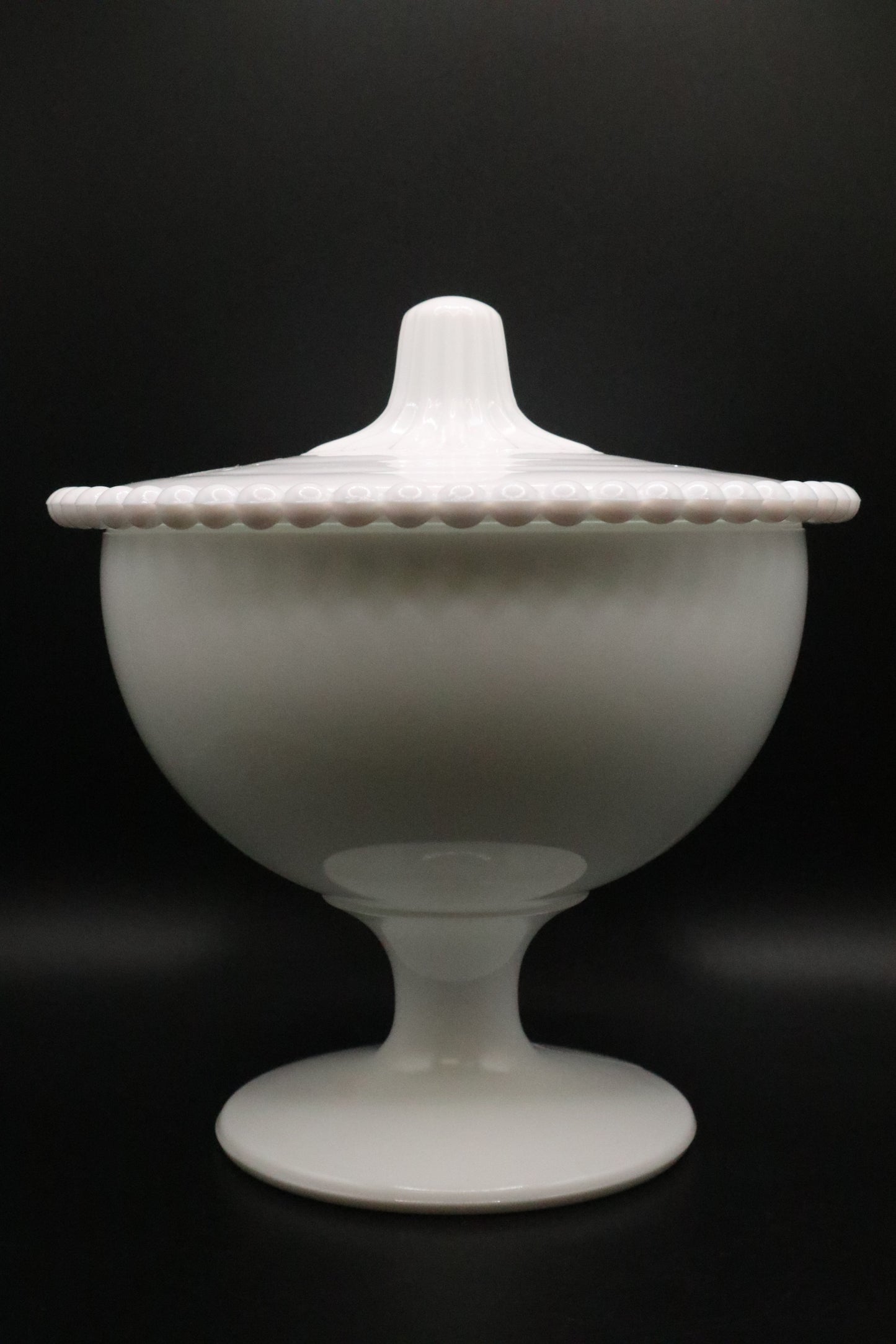 MILK GLASS COMPOTE WITH LID