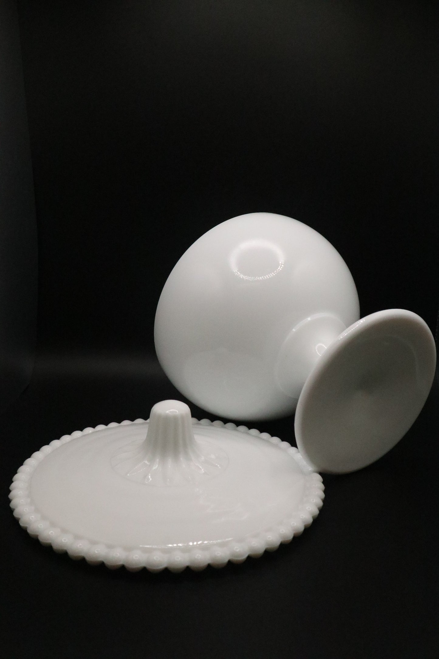 MILK GLASS COMPOTE WITH LID