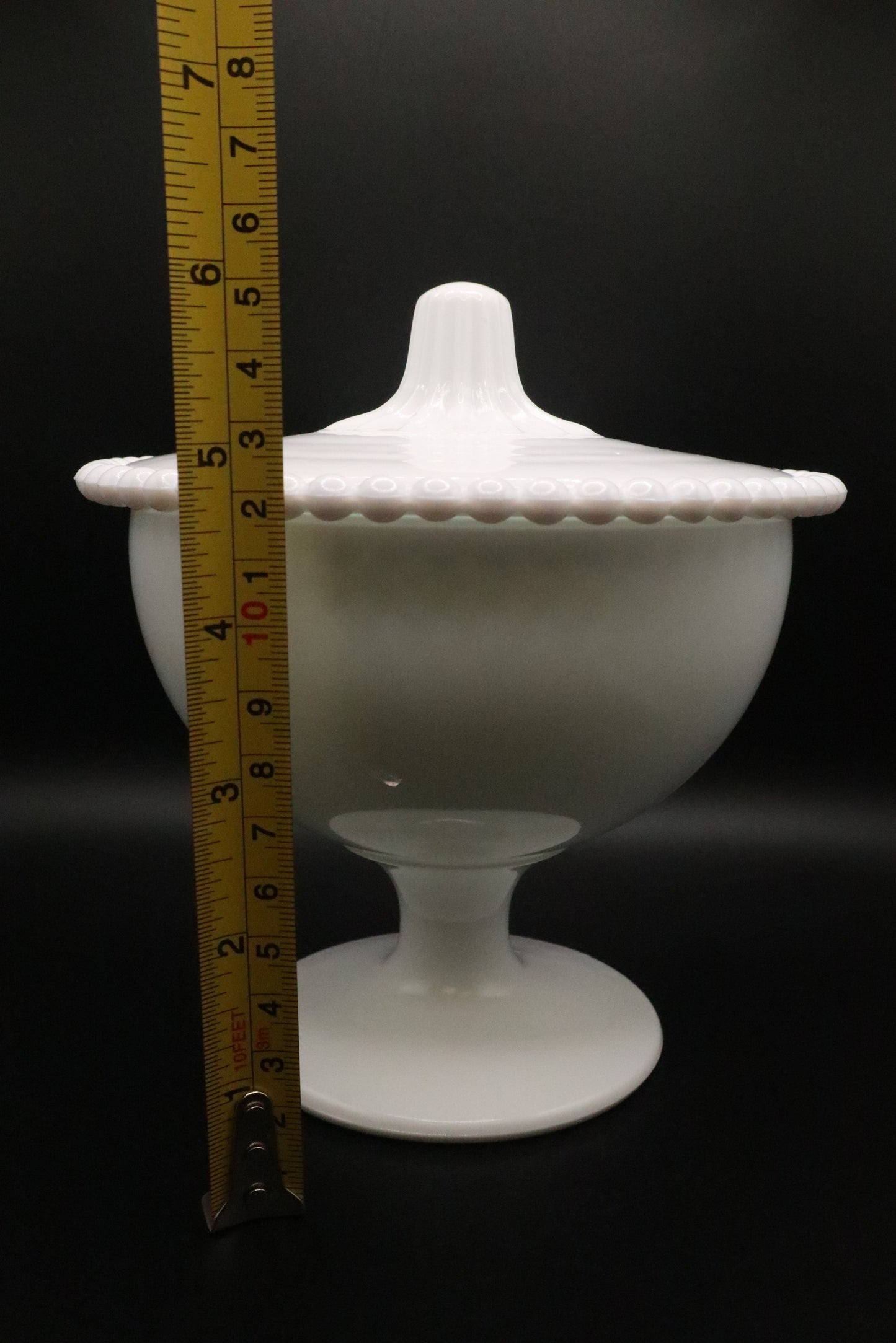 MILK GLASS COMPOTE WITH LID