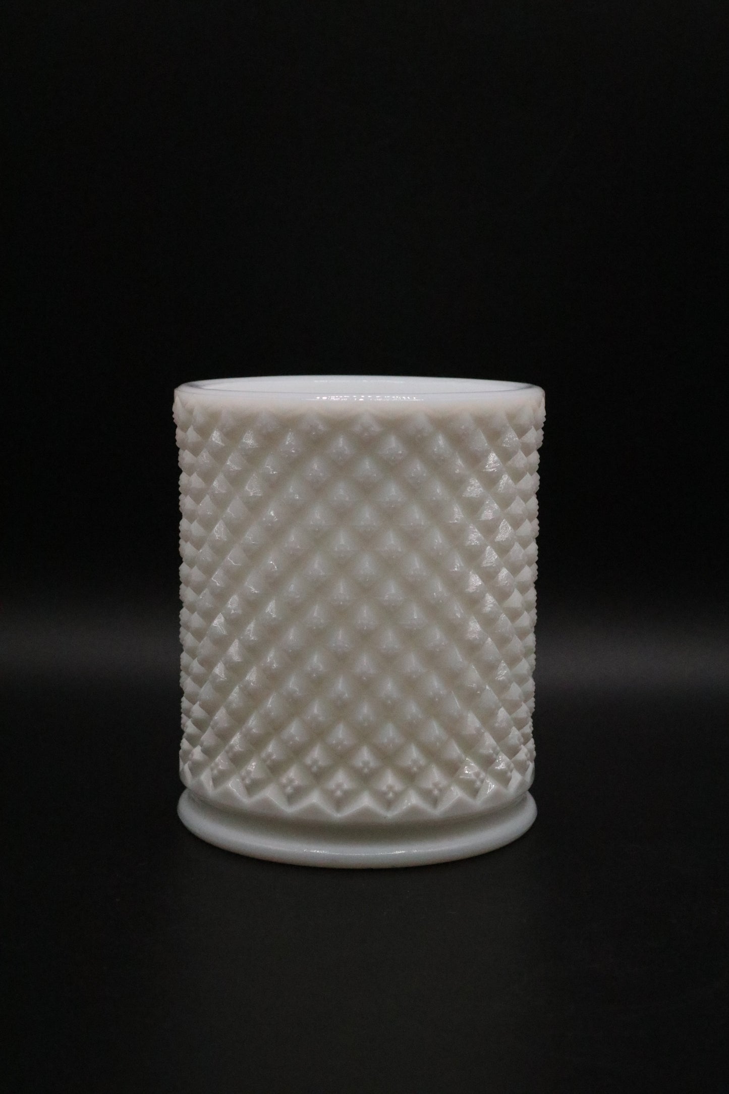 VINTAGE MILK GLASS DIAMOND POINT VASE