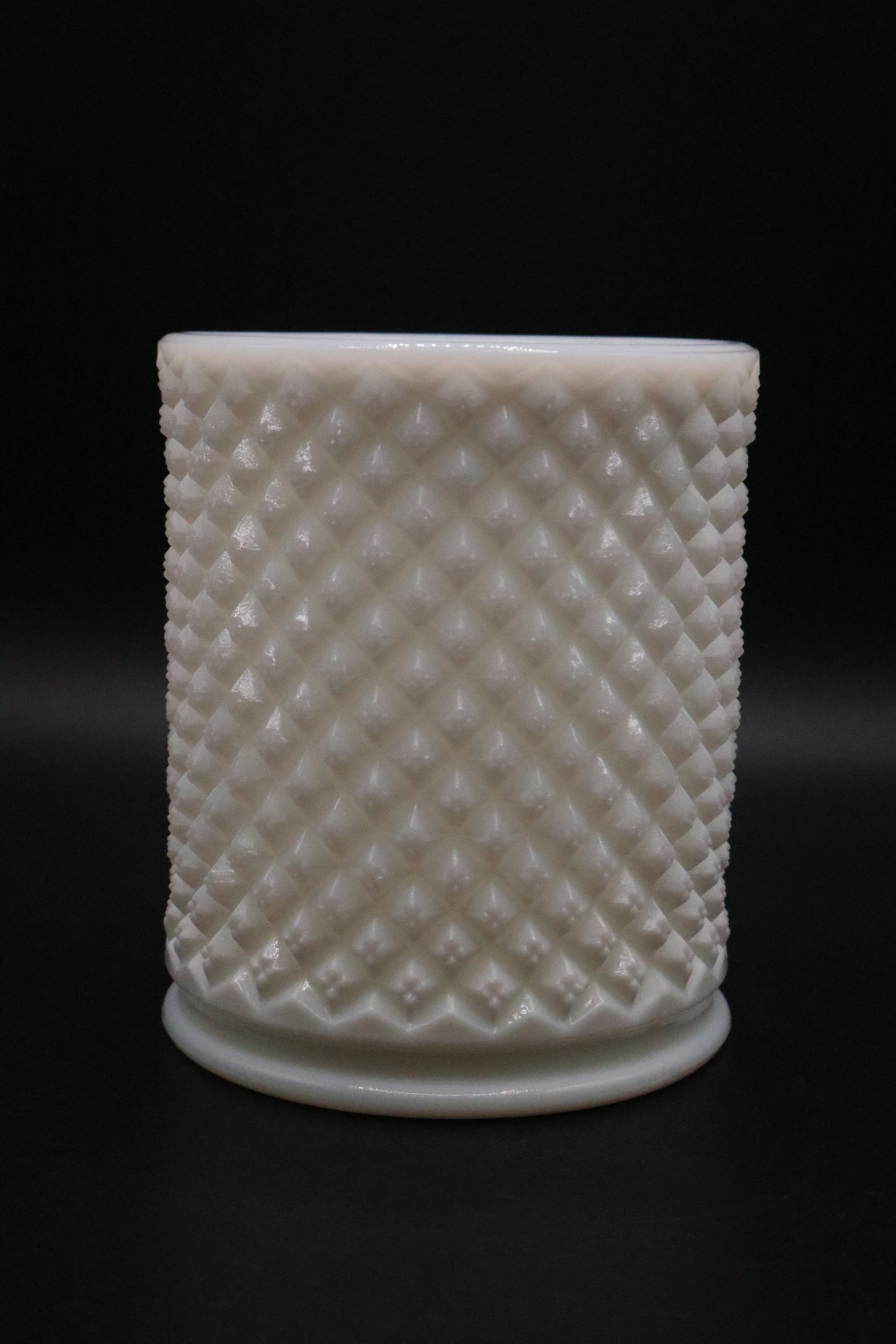 VINTAGE MILK GLASS DIAMOND POINT VASE