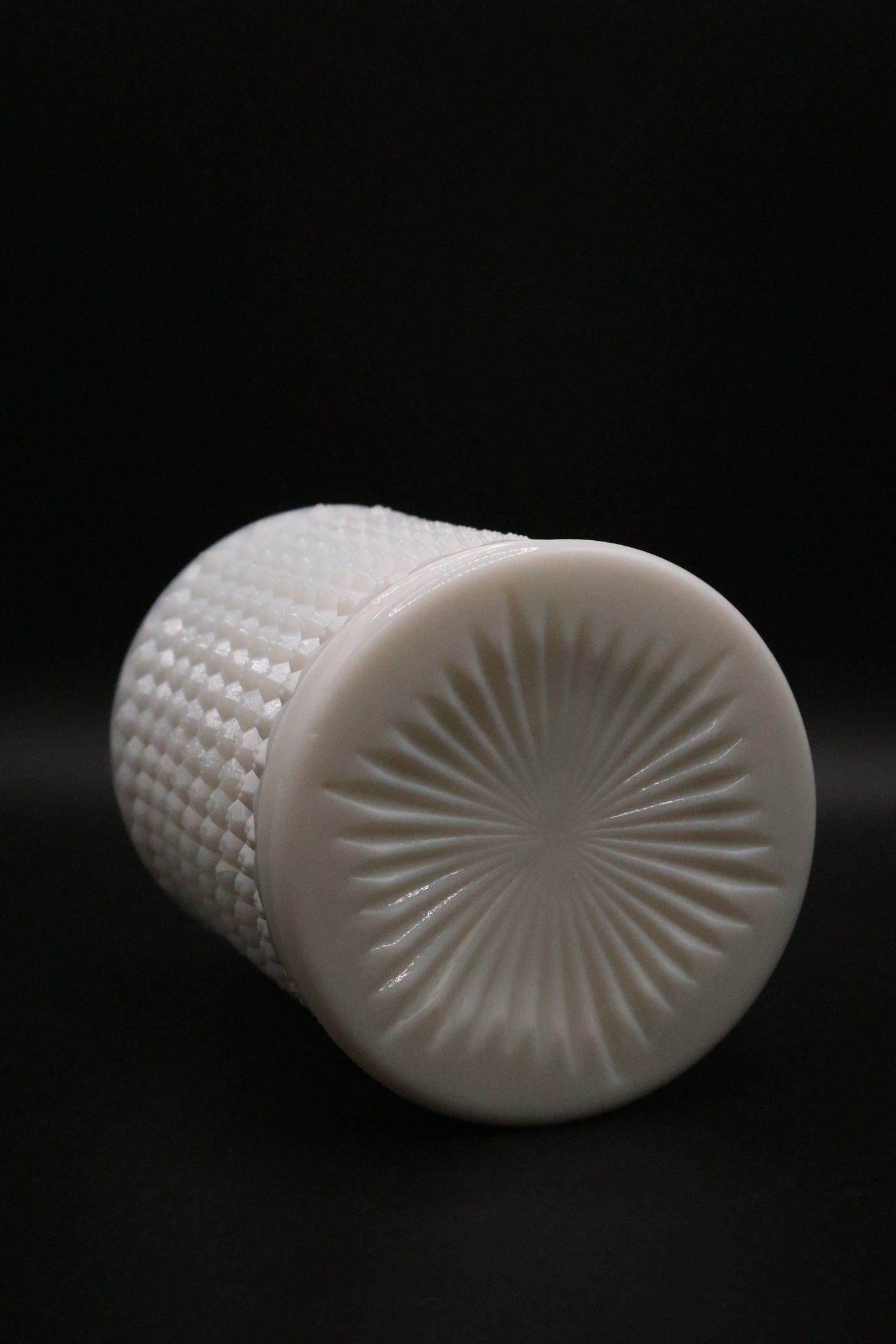 VINTAGE MILK GLASS DIAMOND POINT VASE