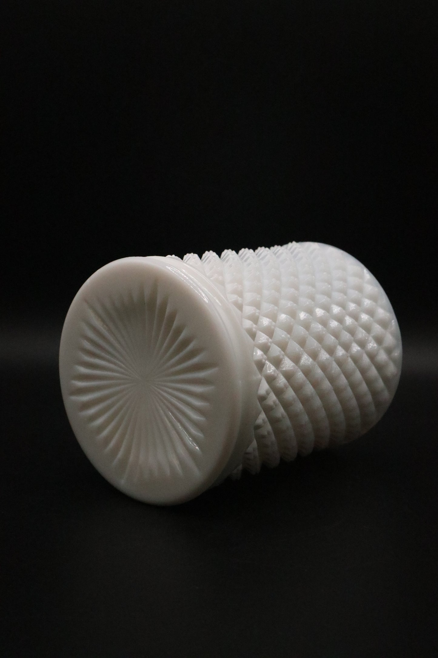 VINTAGE MILK GLASS DIAMOND POINT VASE