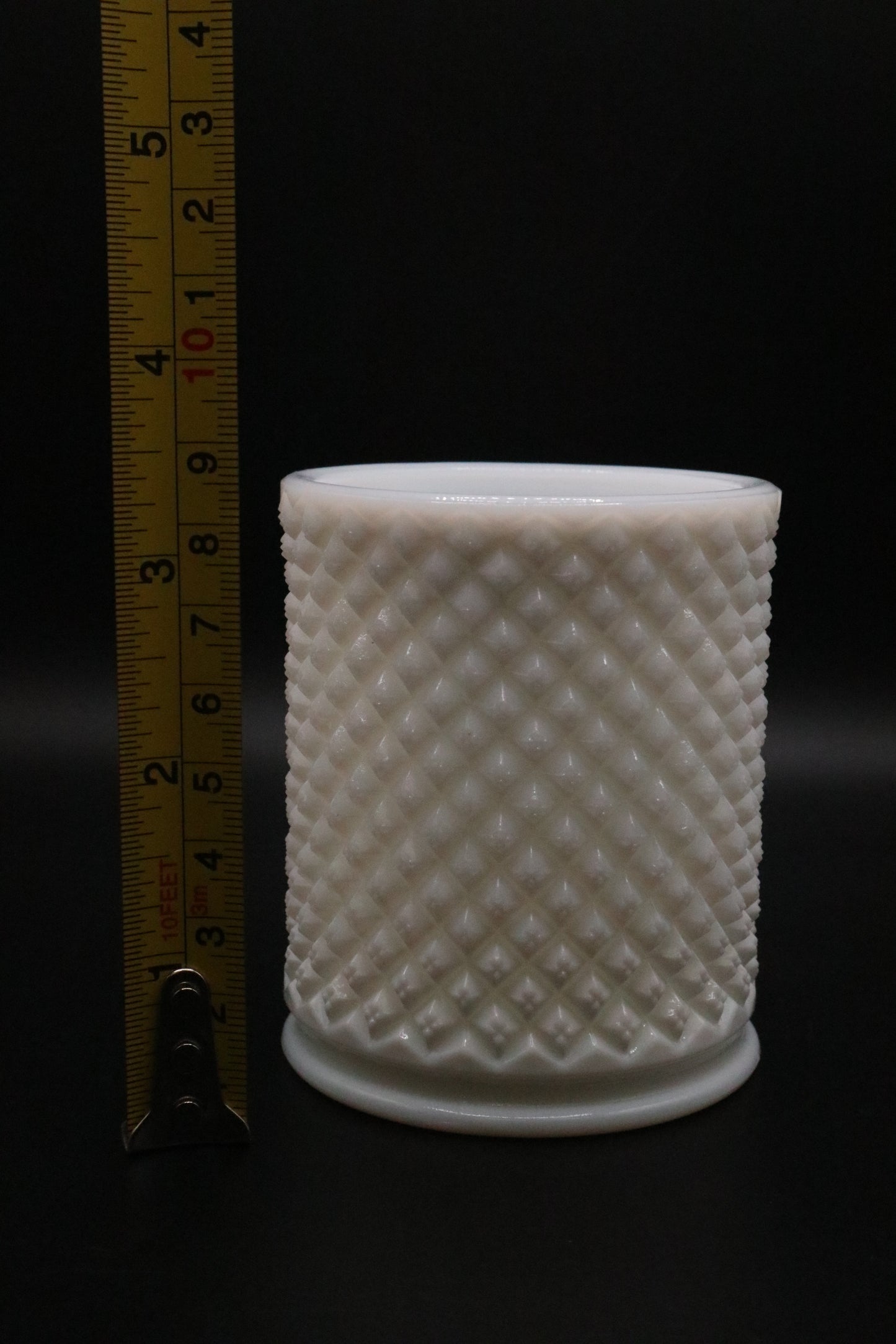 VINTAGE MILK GLASS DIAMOND POINT VASE