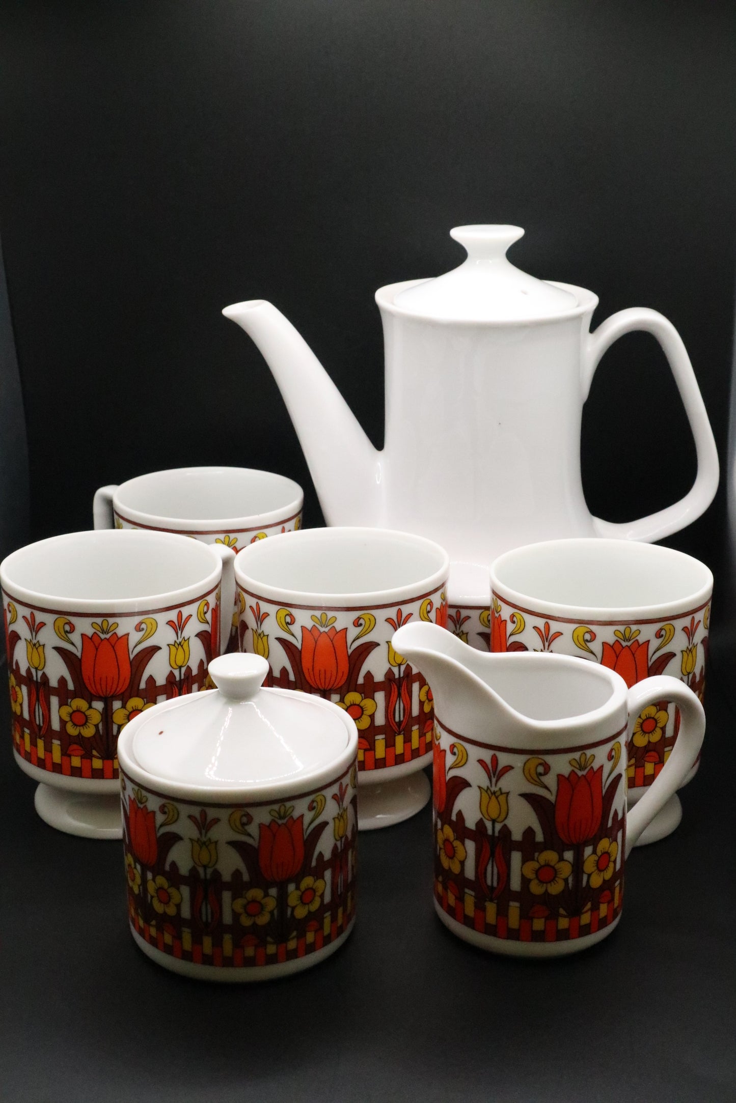 VINTAGE 1960'S TRIMONT WAWR MOD TULIP TEA SERVICE 9 PCS