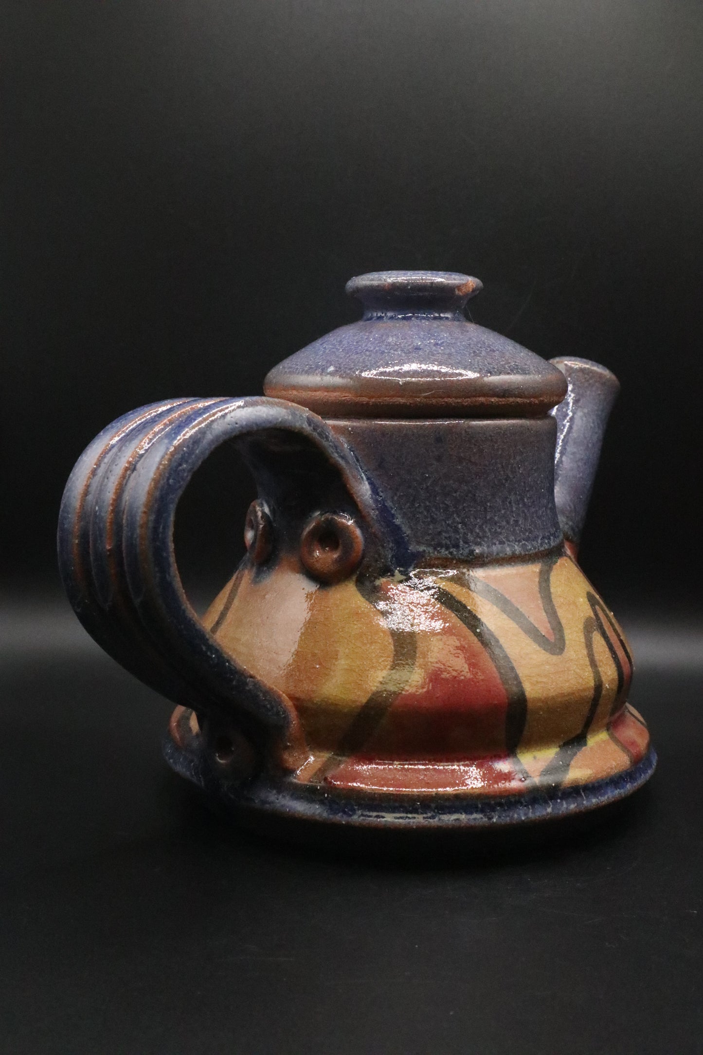 VINTAGE OSKIN SIGNED POTTERY TEA SERVICE 8 PCS