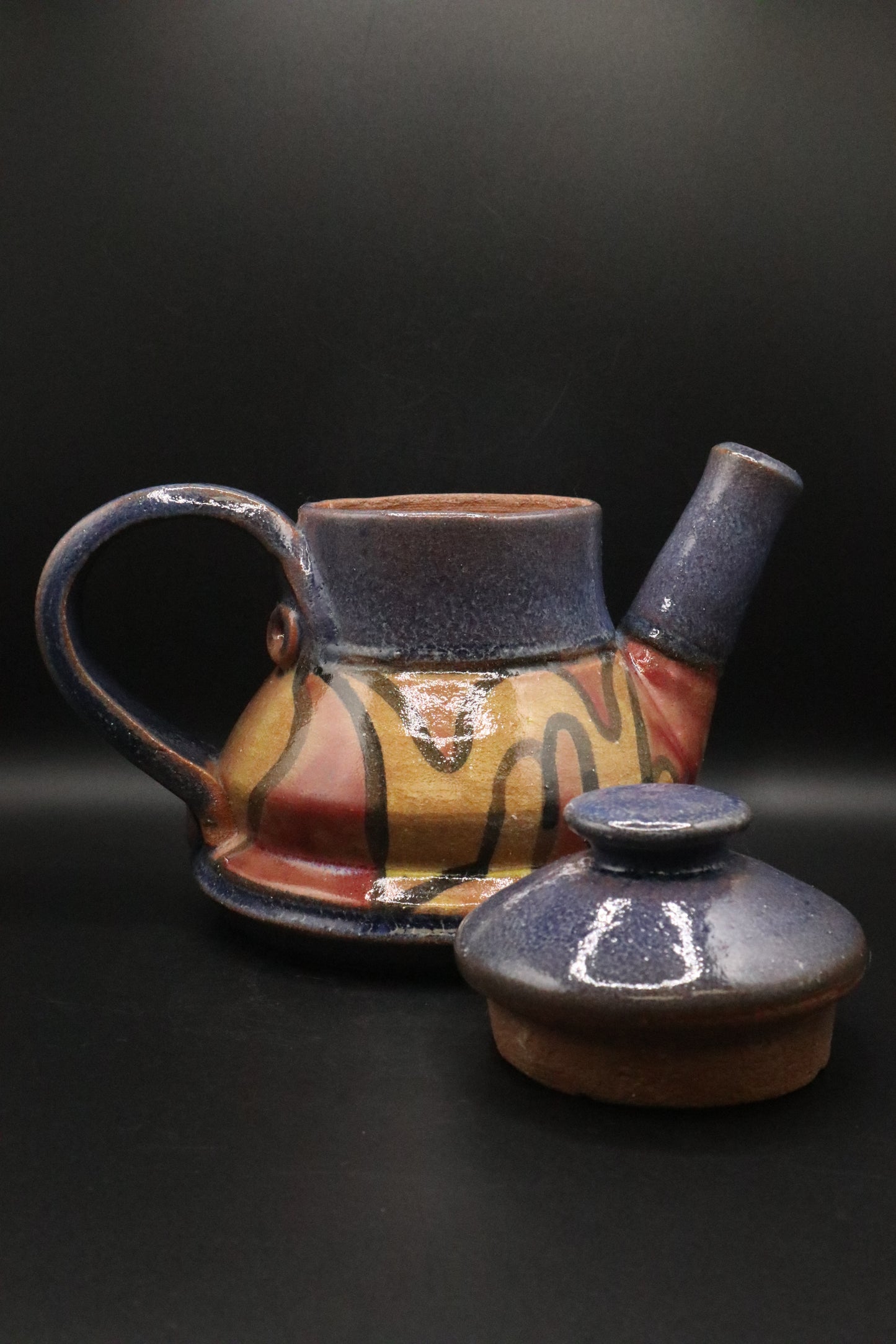 VINTAGE OSKIN SIGNED POTTERY TEA SERVICE 8 PCS