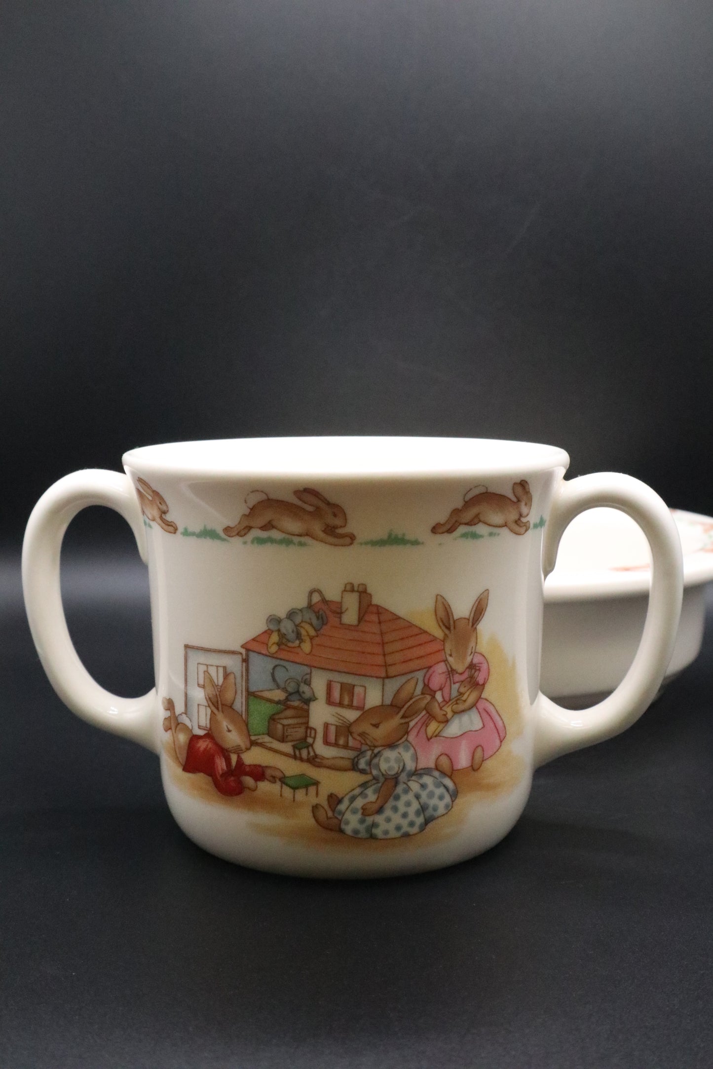 VINTAGE ROYAL DOULTON BUNNYKINS BOWL AND TWOL HANDLED CUP