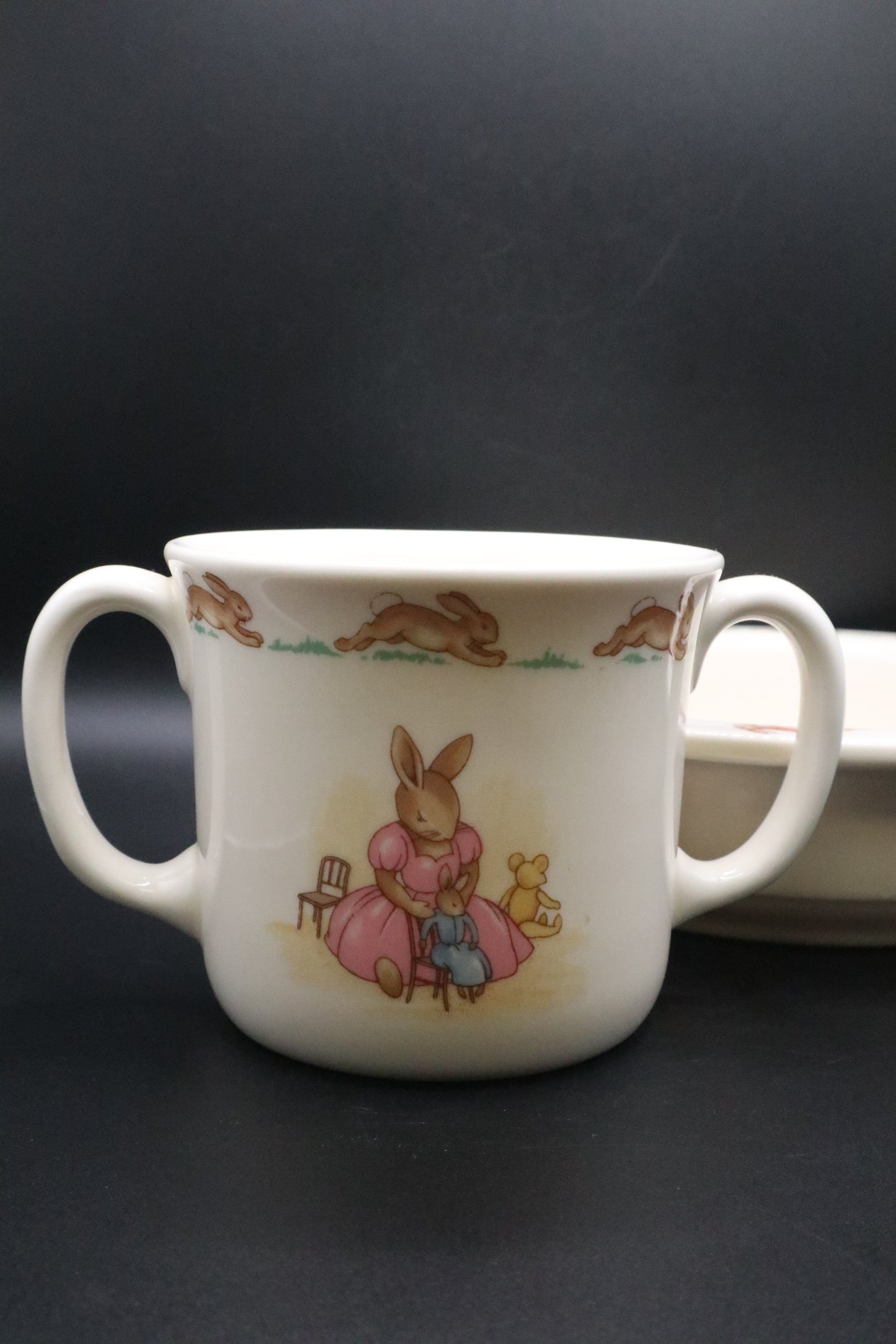 VINTAGE ROYAL DOULTON BUNNYKINS BOWL AND TWOL HANDLED CUP