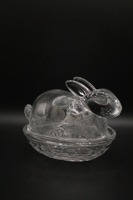 CLEAR GLASS NESTING BUNNY