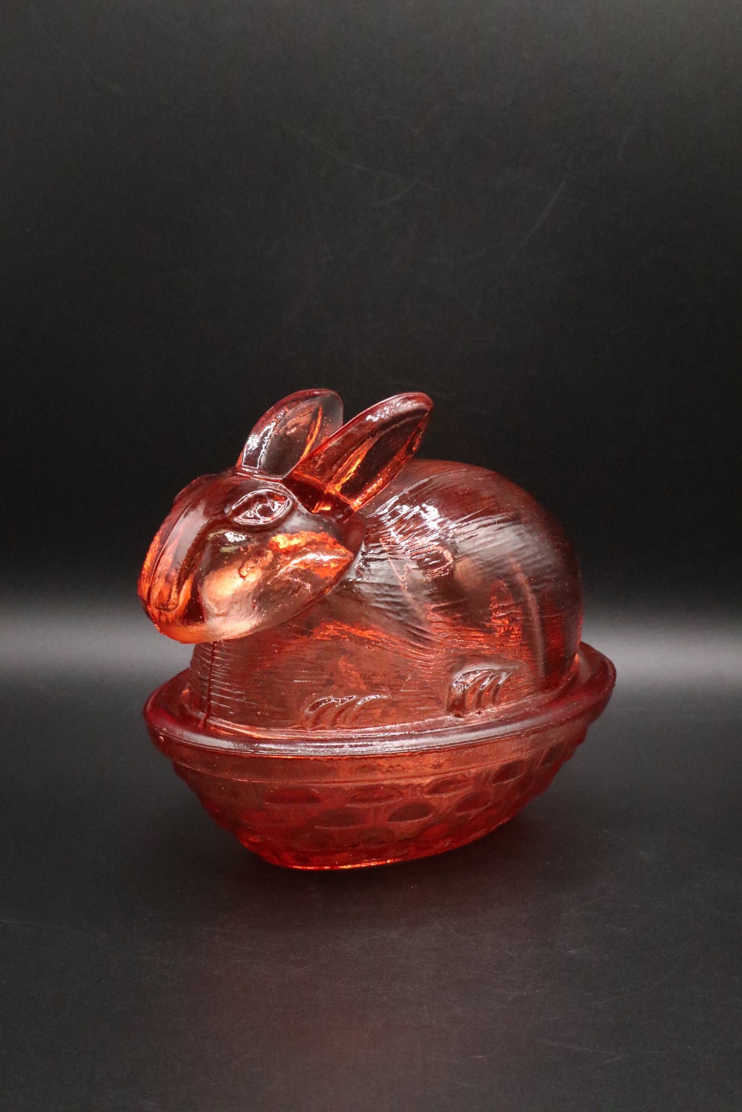 PINK BUNNY IN NESTING BASKET
