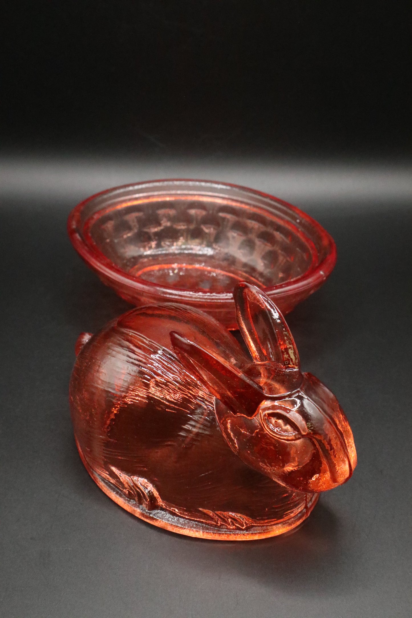 PINK BUNNY IN NESTING BASKET