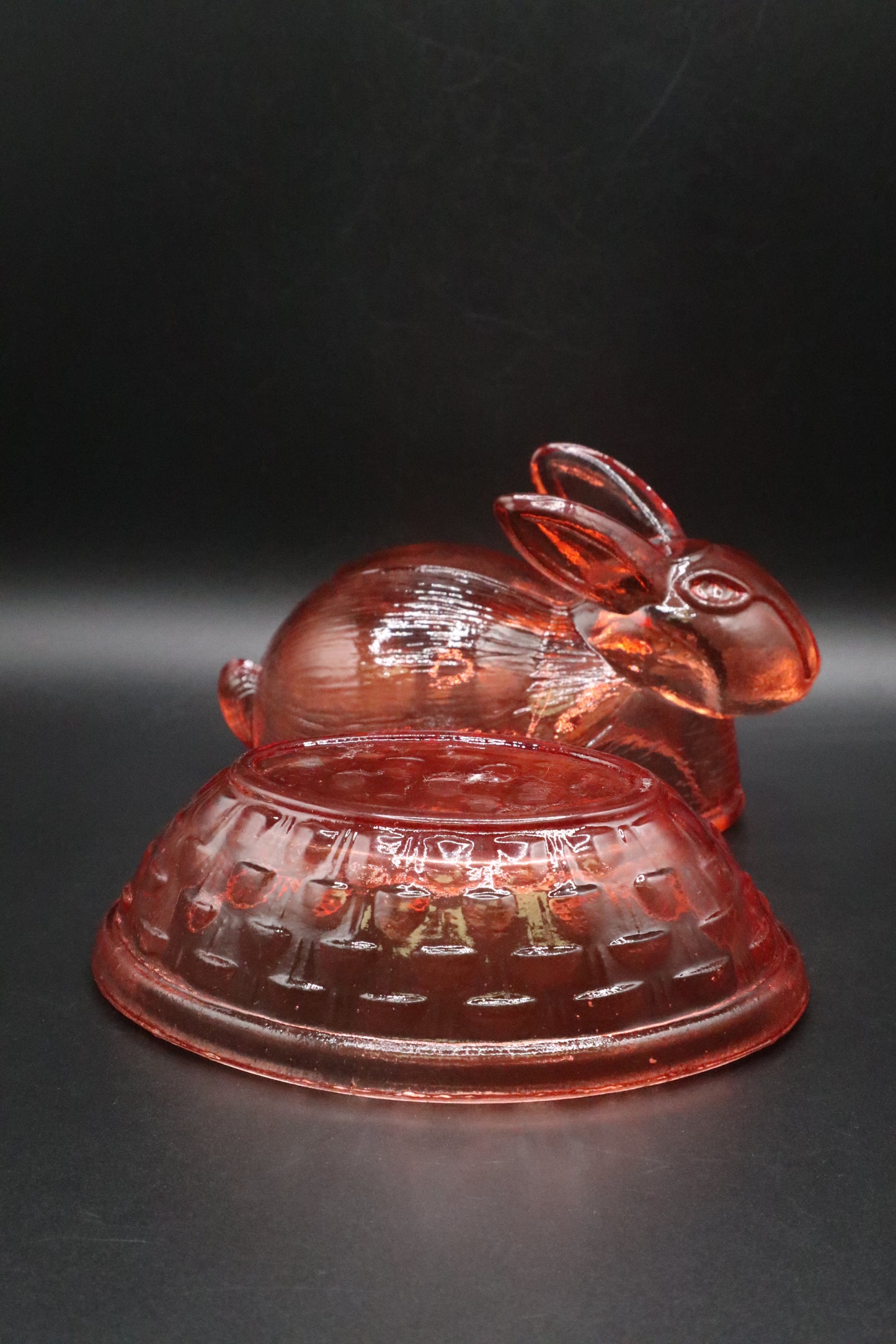 PINK BUNNY IN NESTING BASKET