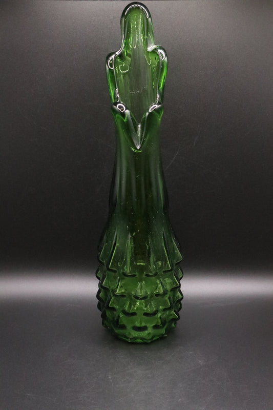 VINTAGE GREEN FIVE FINGER SWUNG VASE