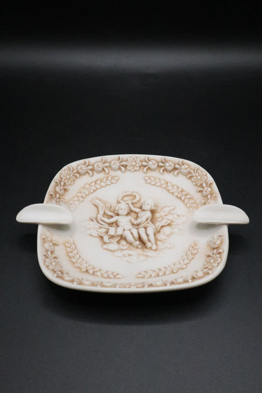 VINTAGE LEFTON CHERUB BISQUE ASHTRAYS (SET OF 2)
