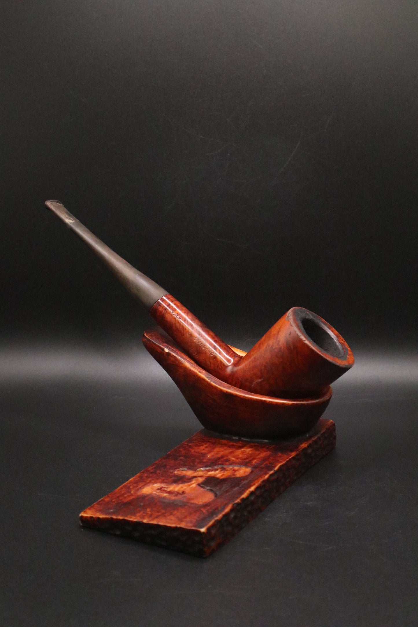 VINTAGE LORENZO MADE IN ITALY SMOKING PIPE WITH STAND