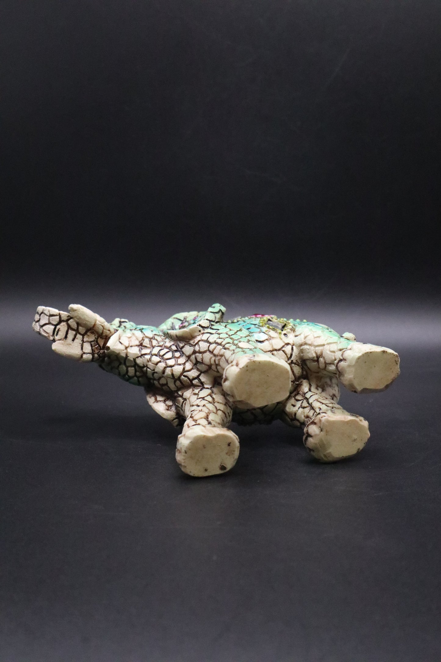 RESIN GREEN MOSAIE MIRRORED ELEPHANT
