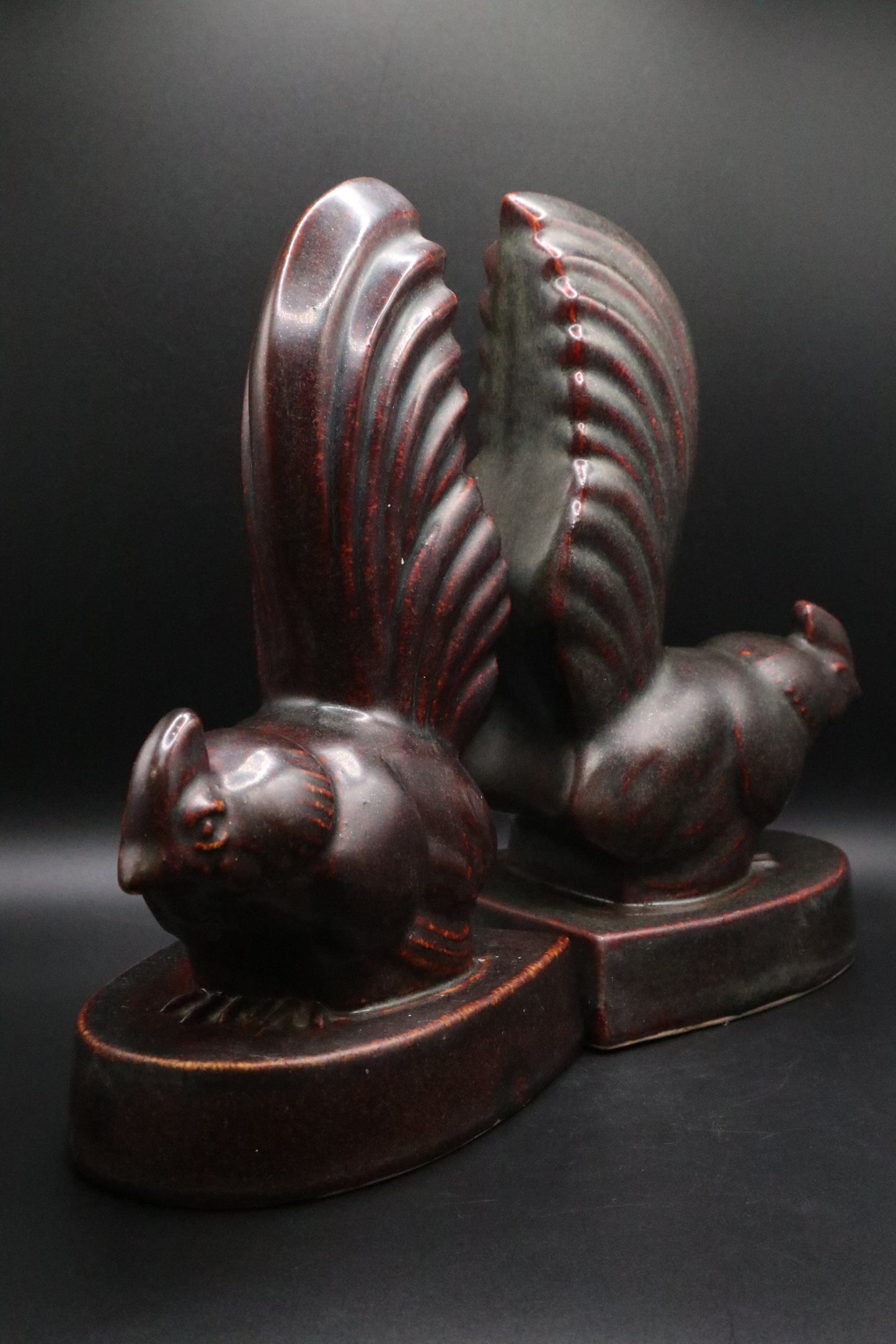 VINTAGE POTTERY ROOSTER MADE IN JAPAN BOOKENDS