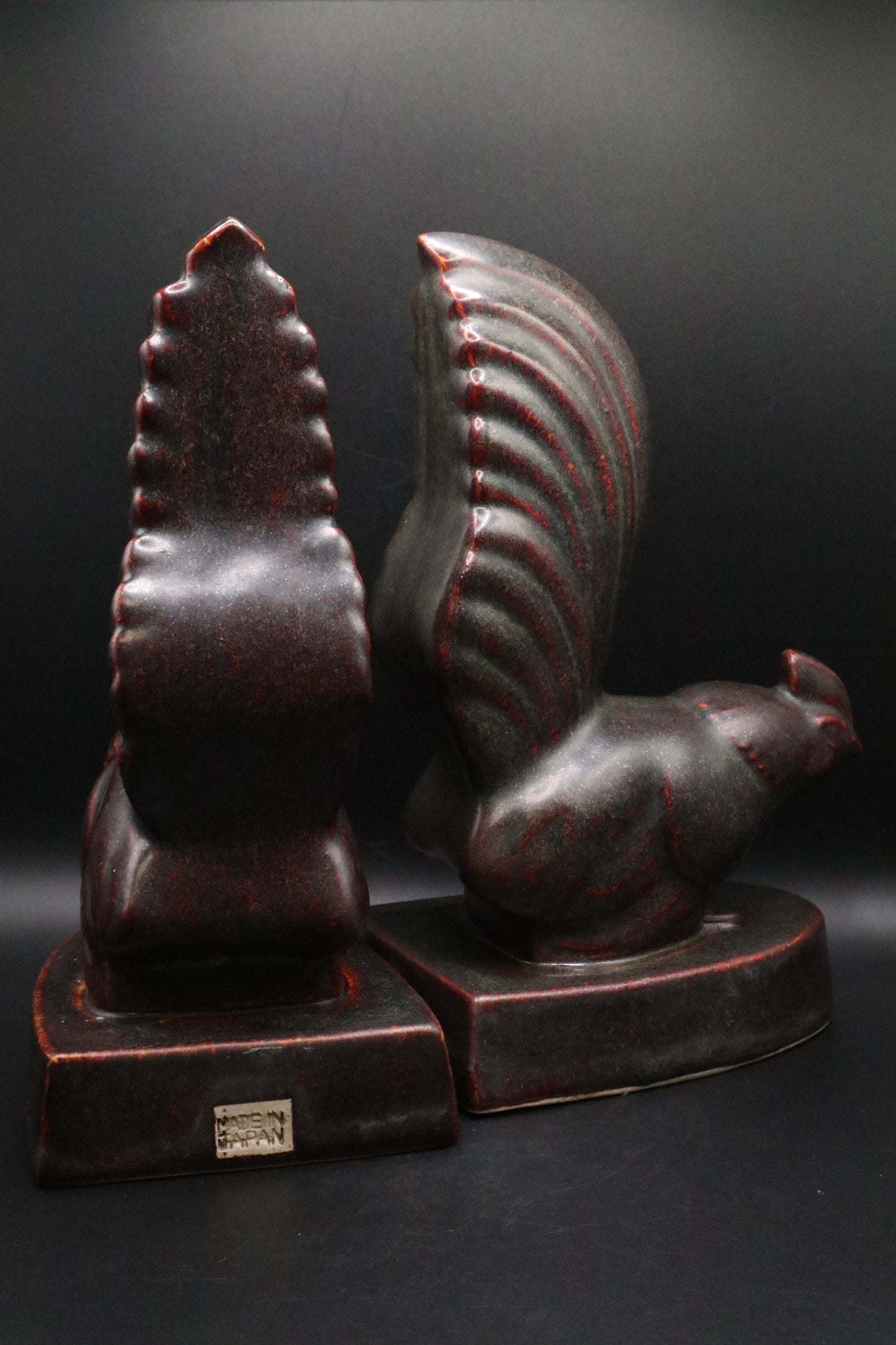 VINTAGE POTTERY ROOSTER MADE IN JAPAN BOOKENDS