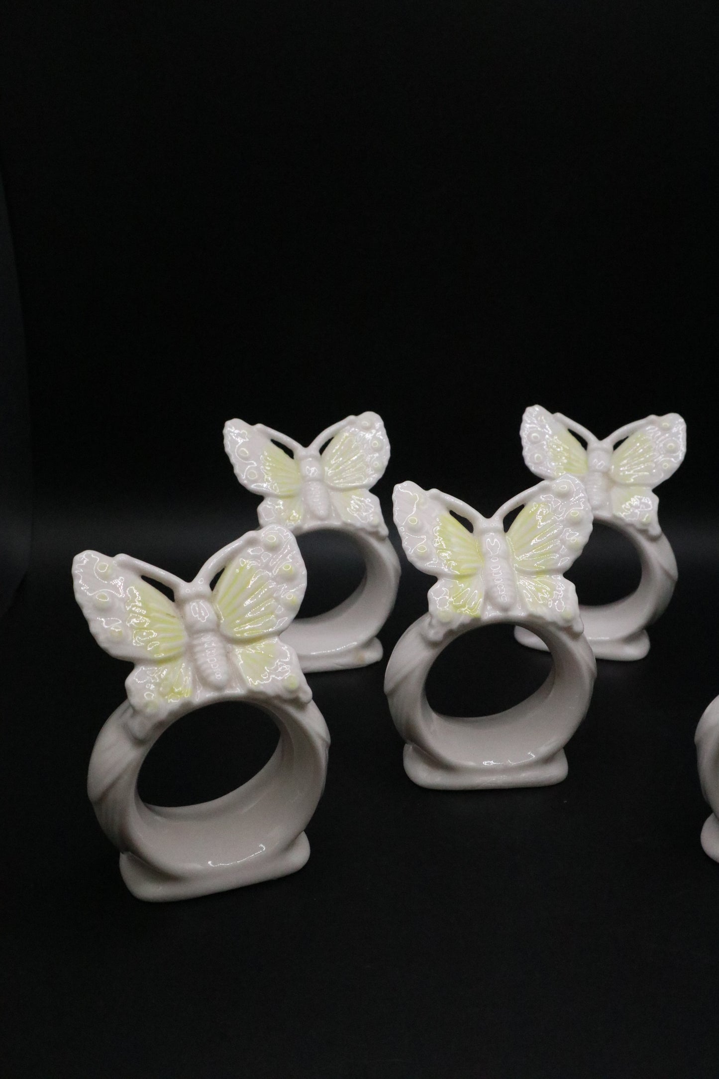 VINTAGE ARDALT CERAMIC BUTTERFLY NAPKIN RINGS (SET OF 5)