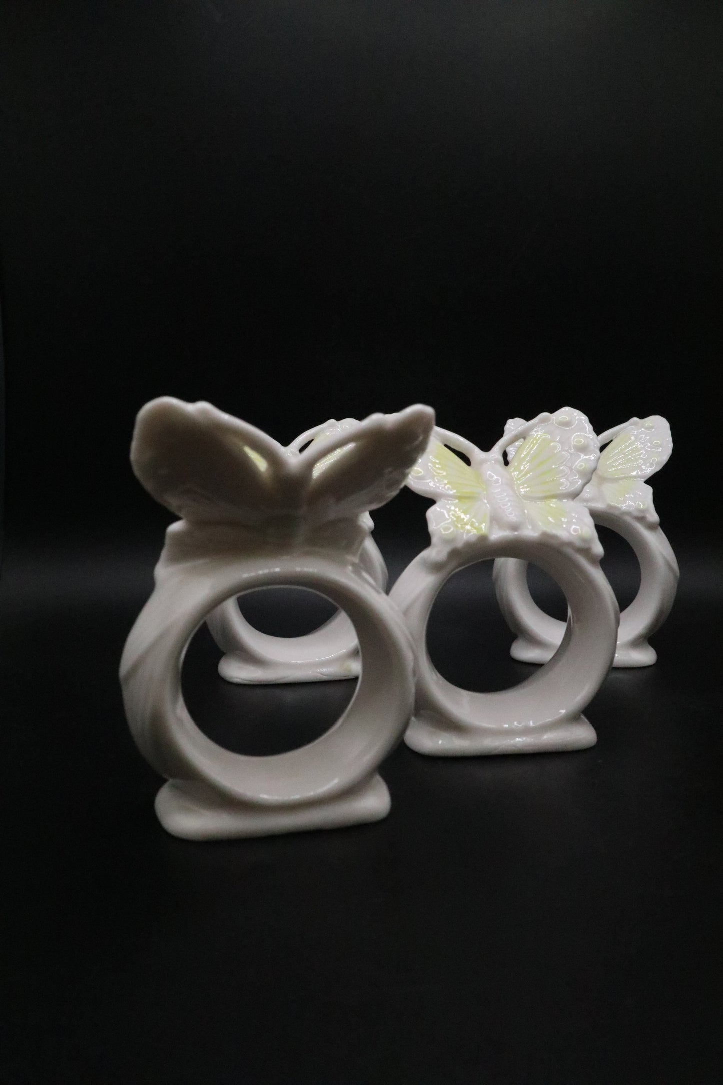 VINTAGE ARDALT CERAMIC BUTTERFLY NAPKIN RINGS (SET OF 5)