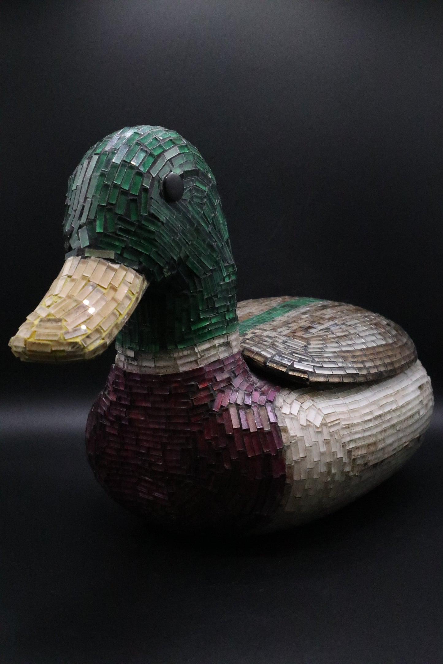 VINTAGE DUCK DECOY MOSAIC ART LIDDED SCULPTURE