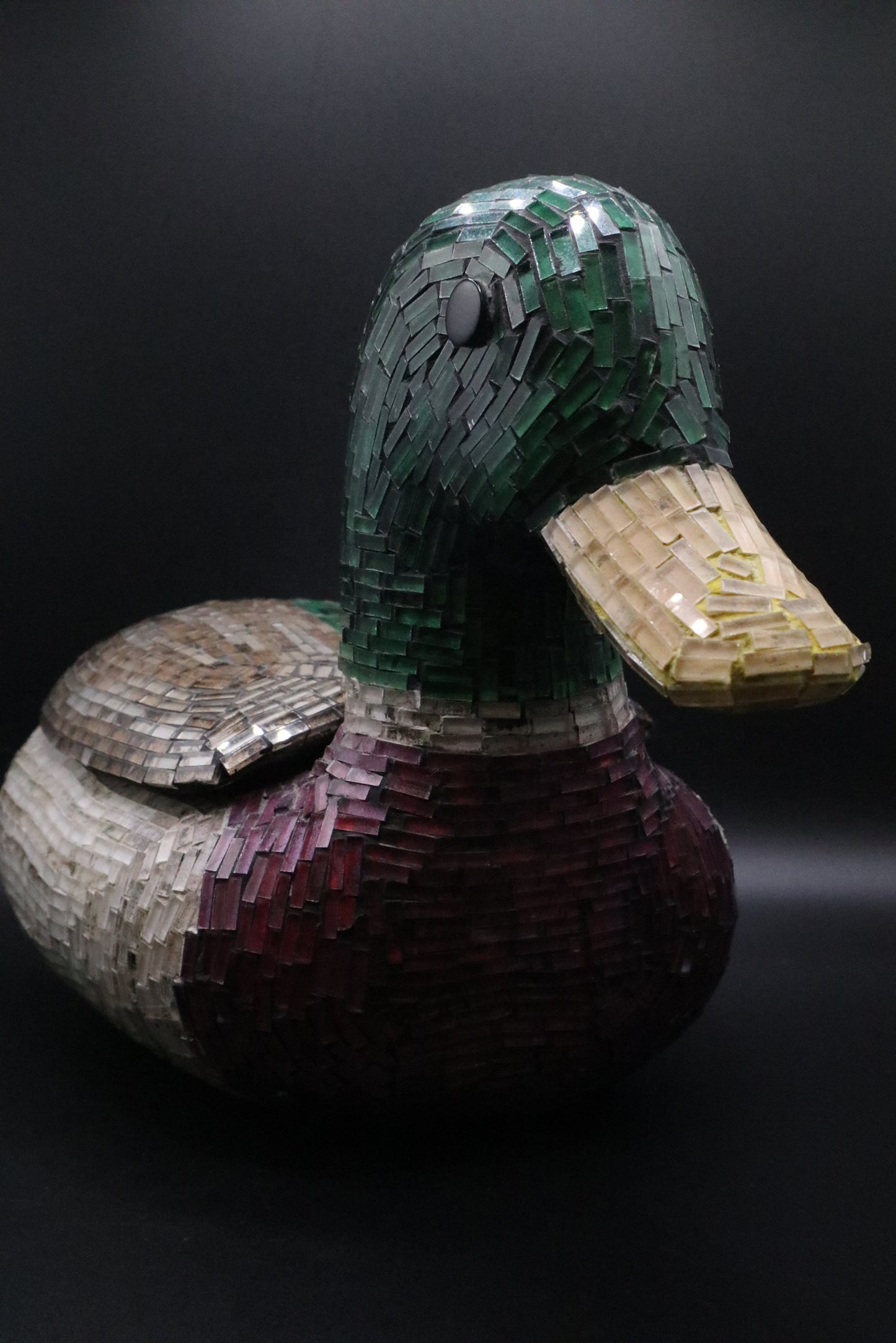 VINTAGE DUCK DECOY MOSAIC ART LIDDED SCULPTURE