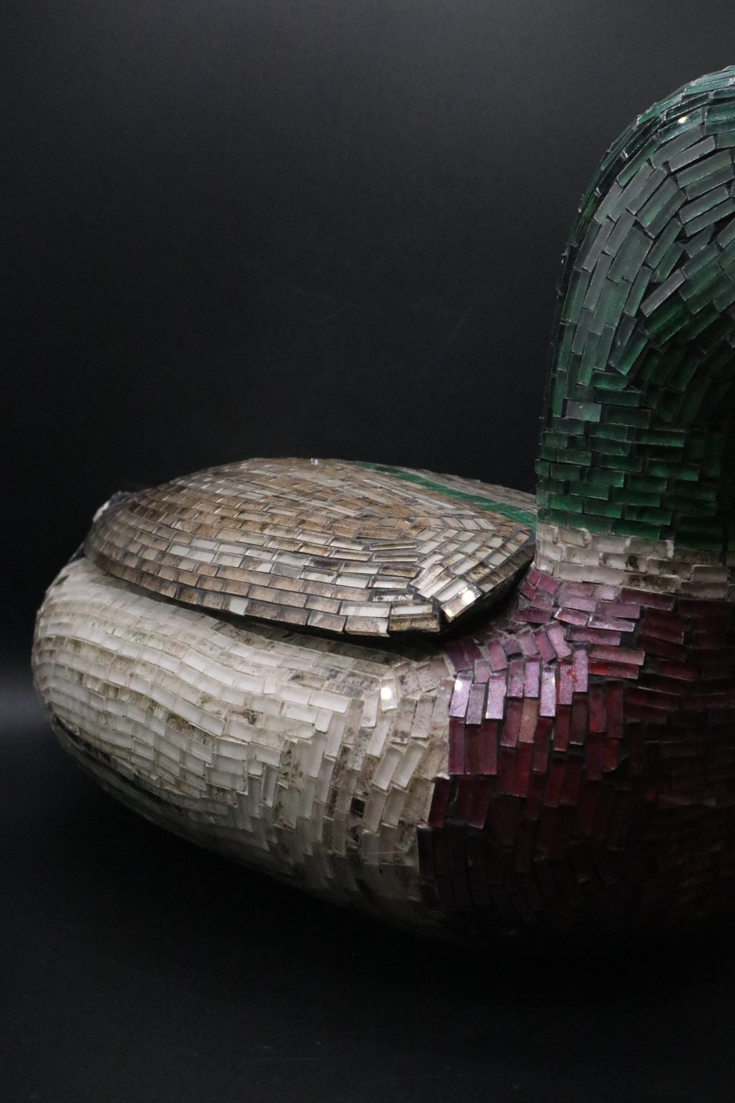 VINTAGE DUCK DECOY MOSAIC ART LIDDED SCULPTURE